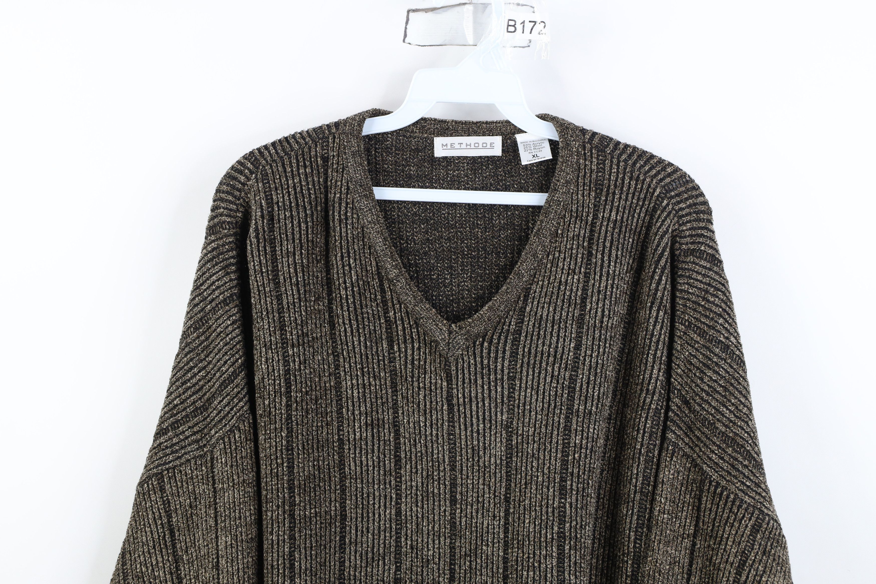 Vintage Vintage 90s Streetwear Ribbed Knit V-Neck Sweater Brown Size US XL / EU 56 / 4 - 2 Thumbnail