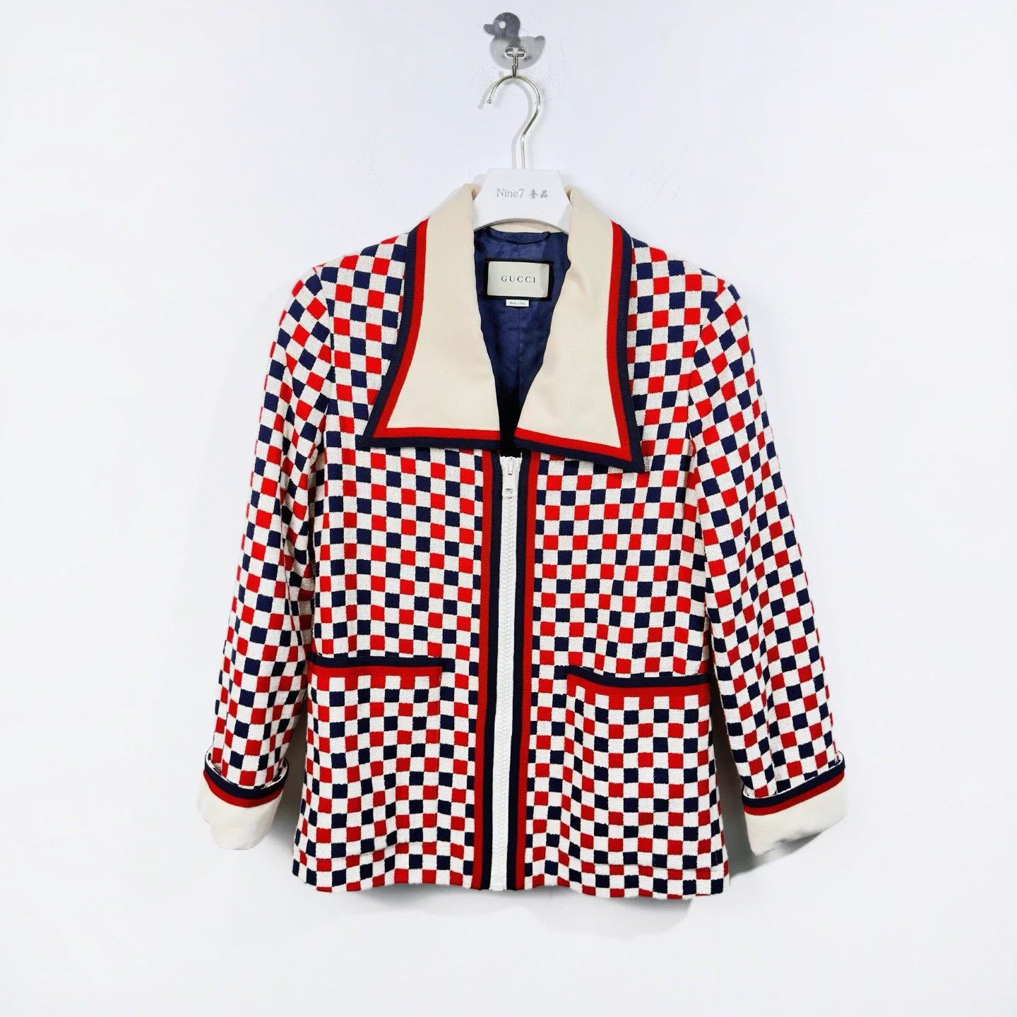 Gucci Gucci red white blue check GG logo collared jacket Size M / US 6-8 / IT 42-44 - 1 Thumbnail