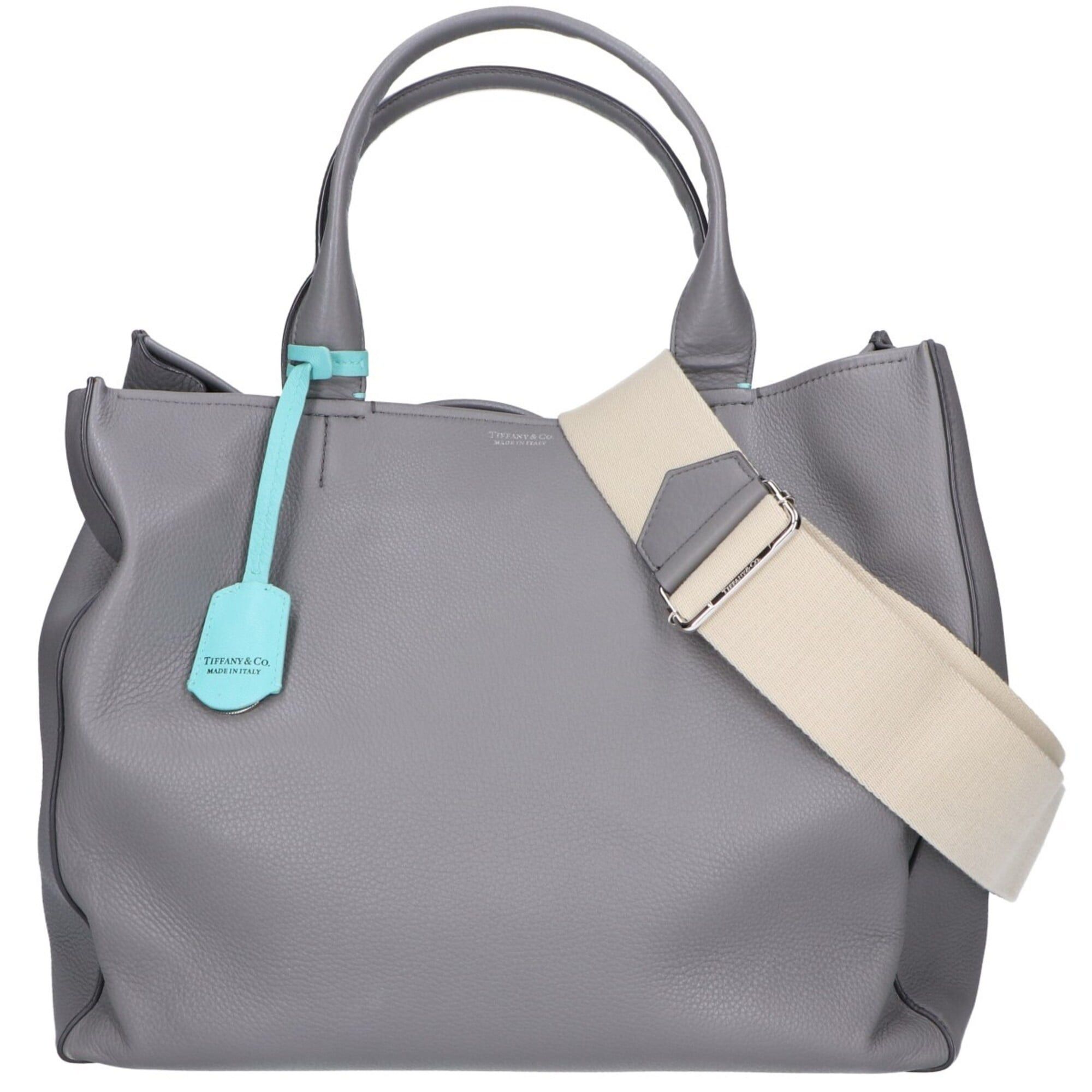 Tiffany & Co. TIFFANY&Co. Tiffany Leather 2-Way Handbag/Shoulder Bag/Tote Bag, Gray, Women's Size ONE SIZE - 1 Thumbnail
