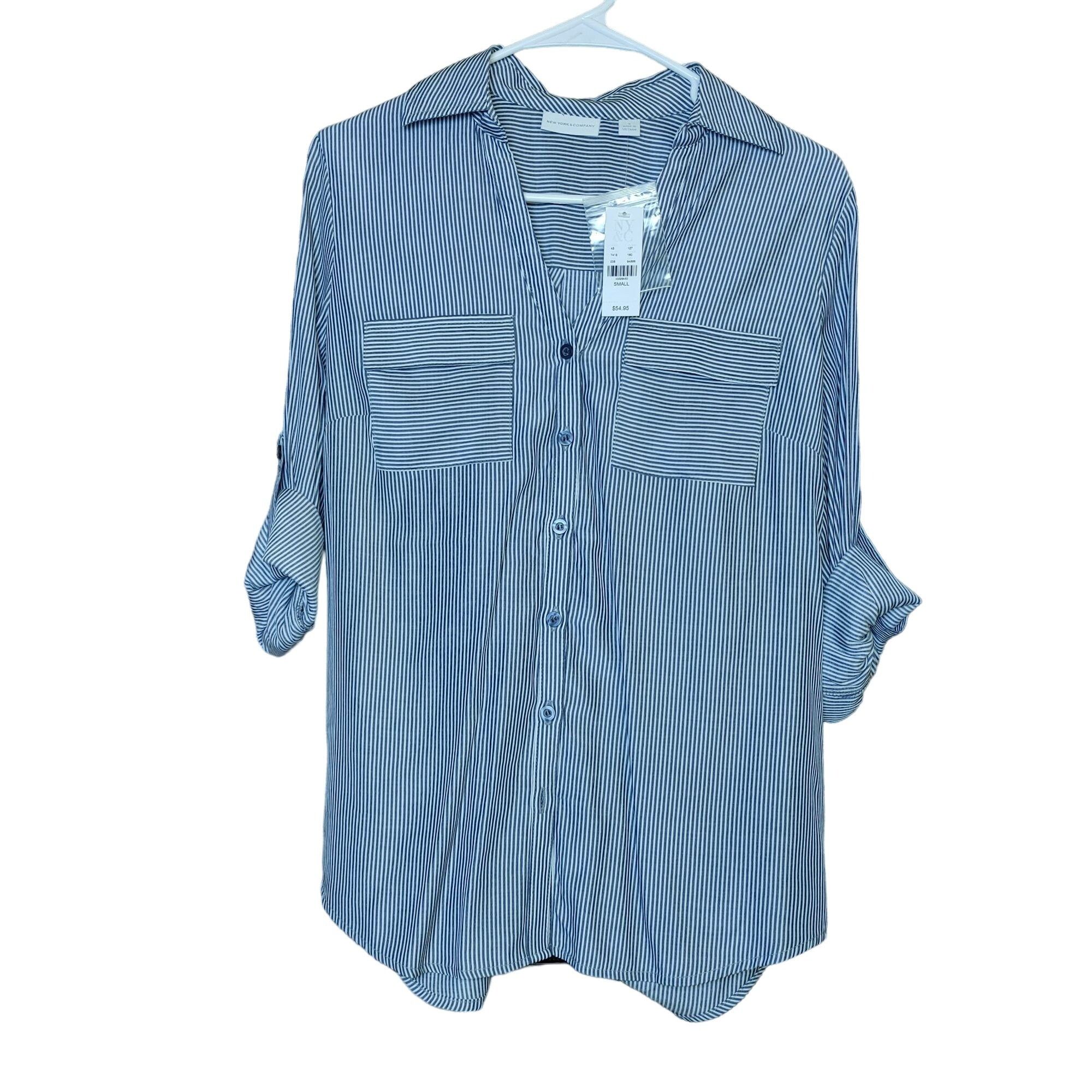 Other New York & Company 7th Avenue Design Studio White Blue Strip Size S / US 4 / IT 40 - 1 Thumbnail