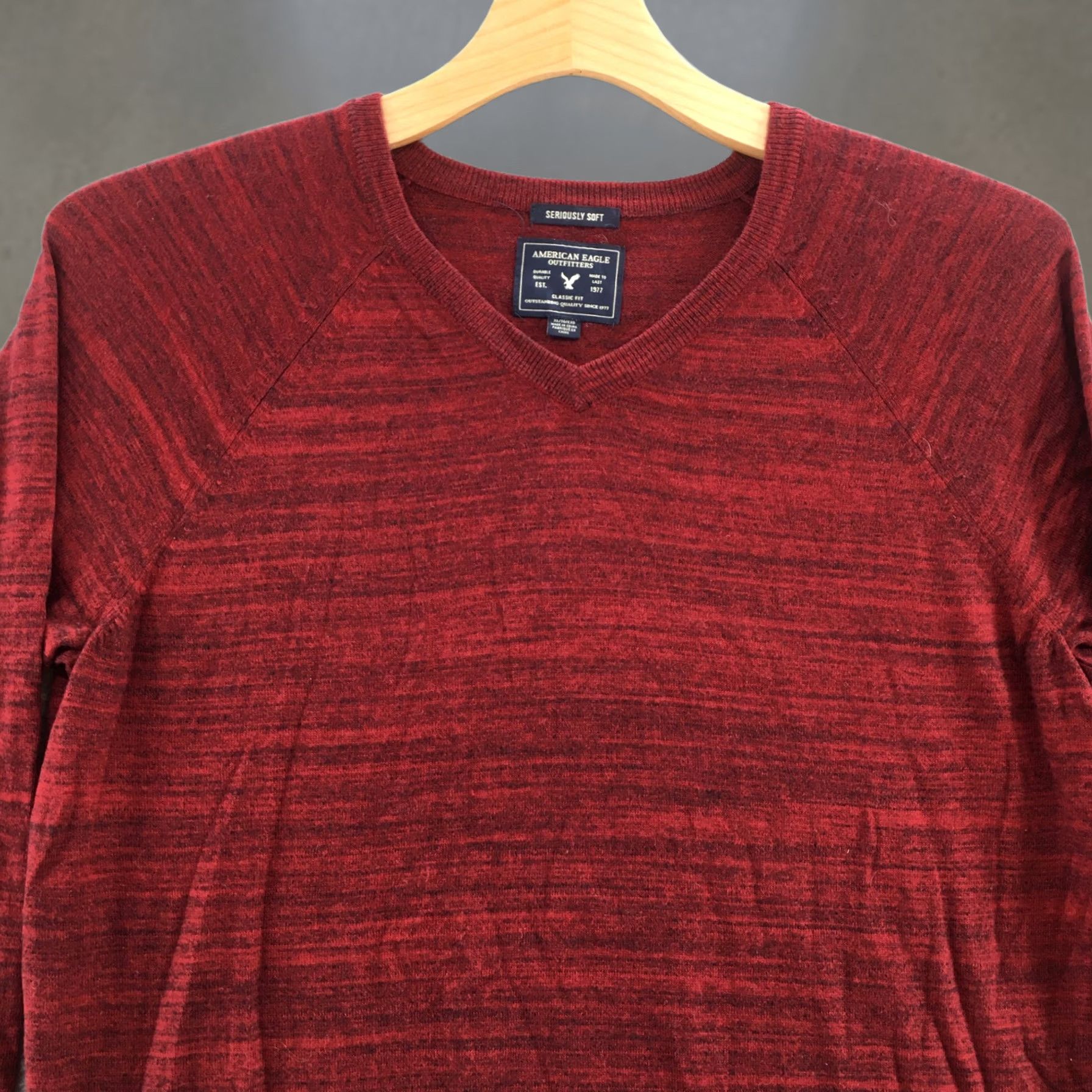 American Eagle Outfitters American Eagle Outfitters Sweater Mens XL Red Cotton Blend Long Sleeve Pullover Size US XL / EU 56 / 4 - 1 Thumbnail