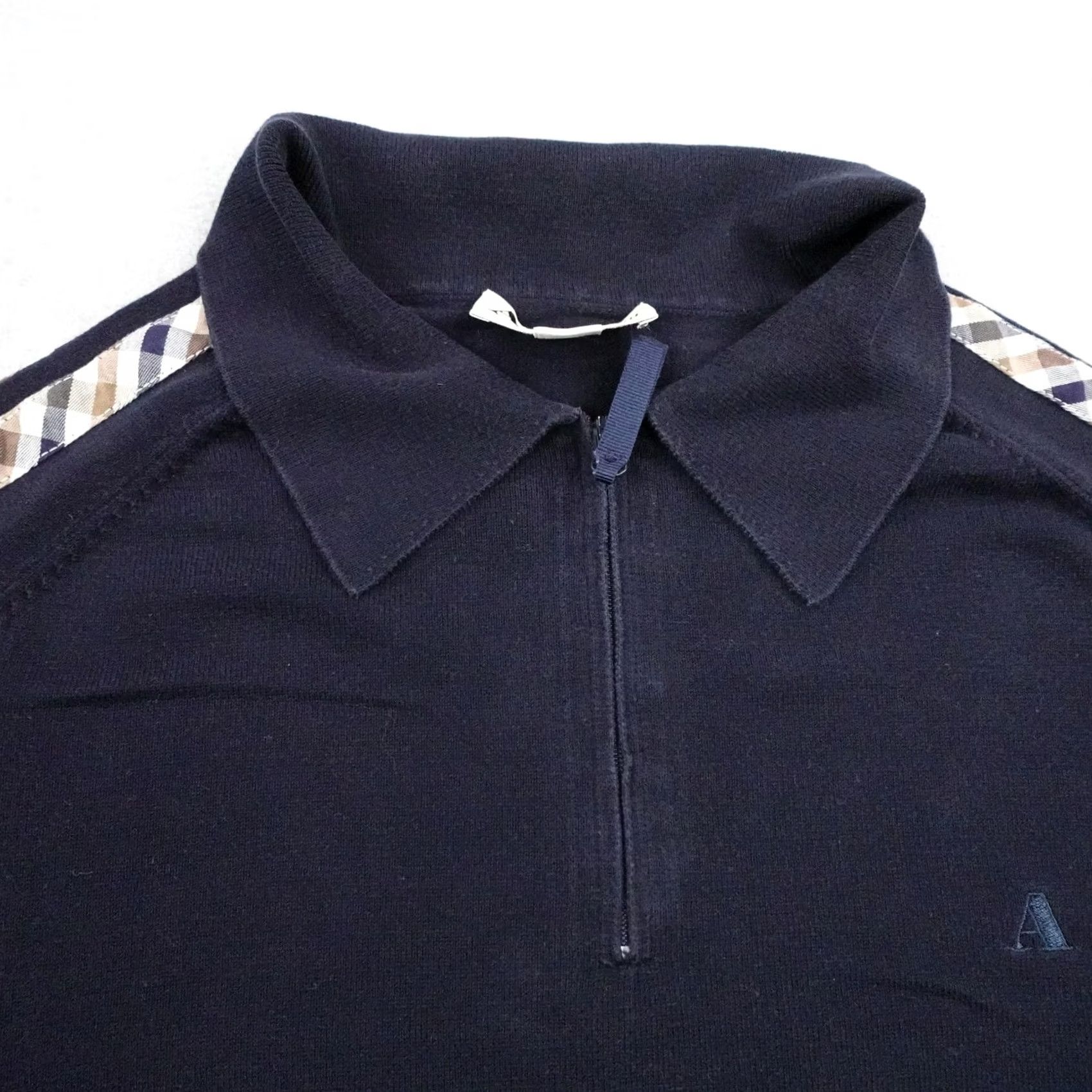Aquascutum Aquascutum Polo Shirt Mens Large Blue 1/4 Zip Knit Sweater Pullover Short Sleeve Size US L / EU 52-54 / 3 - 2 Thumbnail