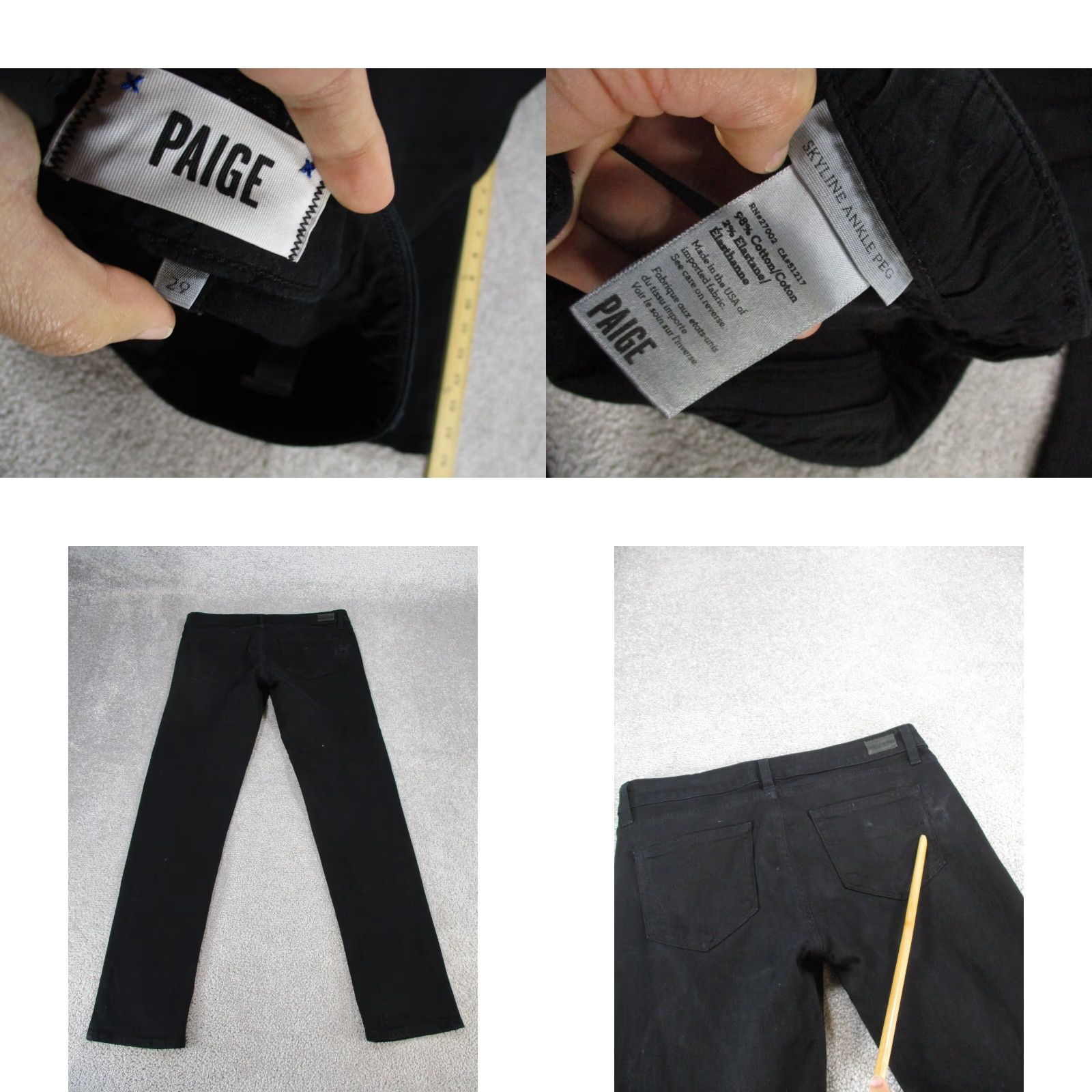 Paige PAIGE Women's Skinny Jeans 29 Skyline Ankle Peg Black Denim Charcoal Wash Size 29" - 8 Thumbnail
