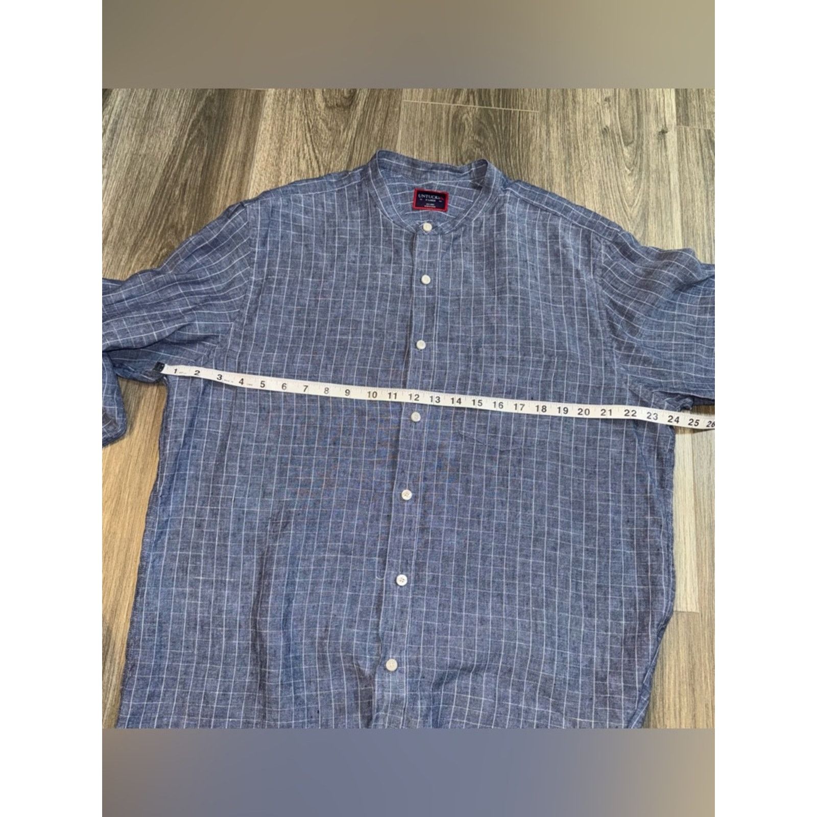 UNTUCKit UNTUCKit Linen Blue Windowpane Button Down Shirt Size XL Size US XL / EU 56 / 4 - 8 Thumbnail