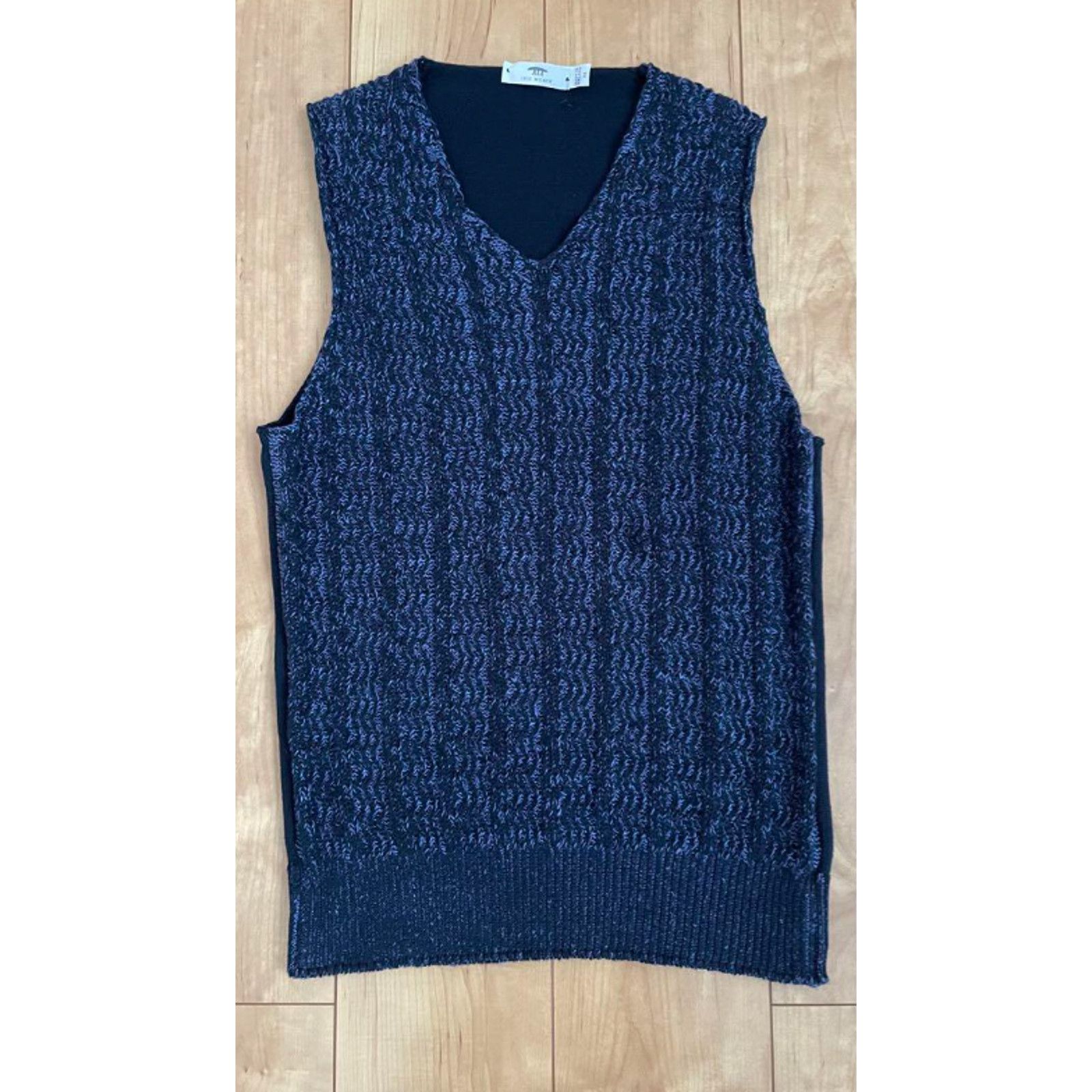 Inis Meain Cotton/Linen Blend Sweater Vest Navy Knit