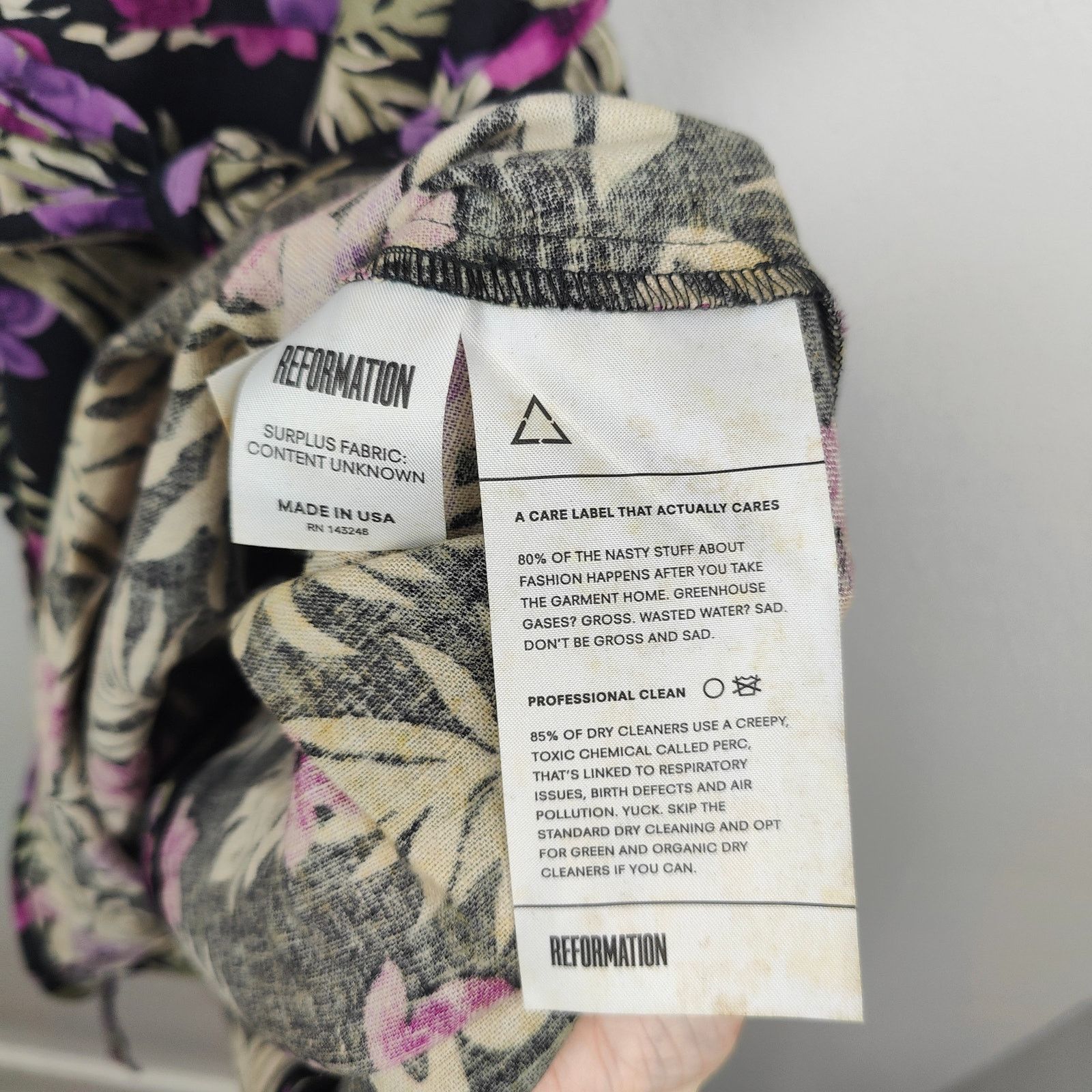 Other Reformation Beliz Dress Size 8 Purple Black Lanai Floral Size S / US 4 / IT 40 - 8 Thumbnail