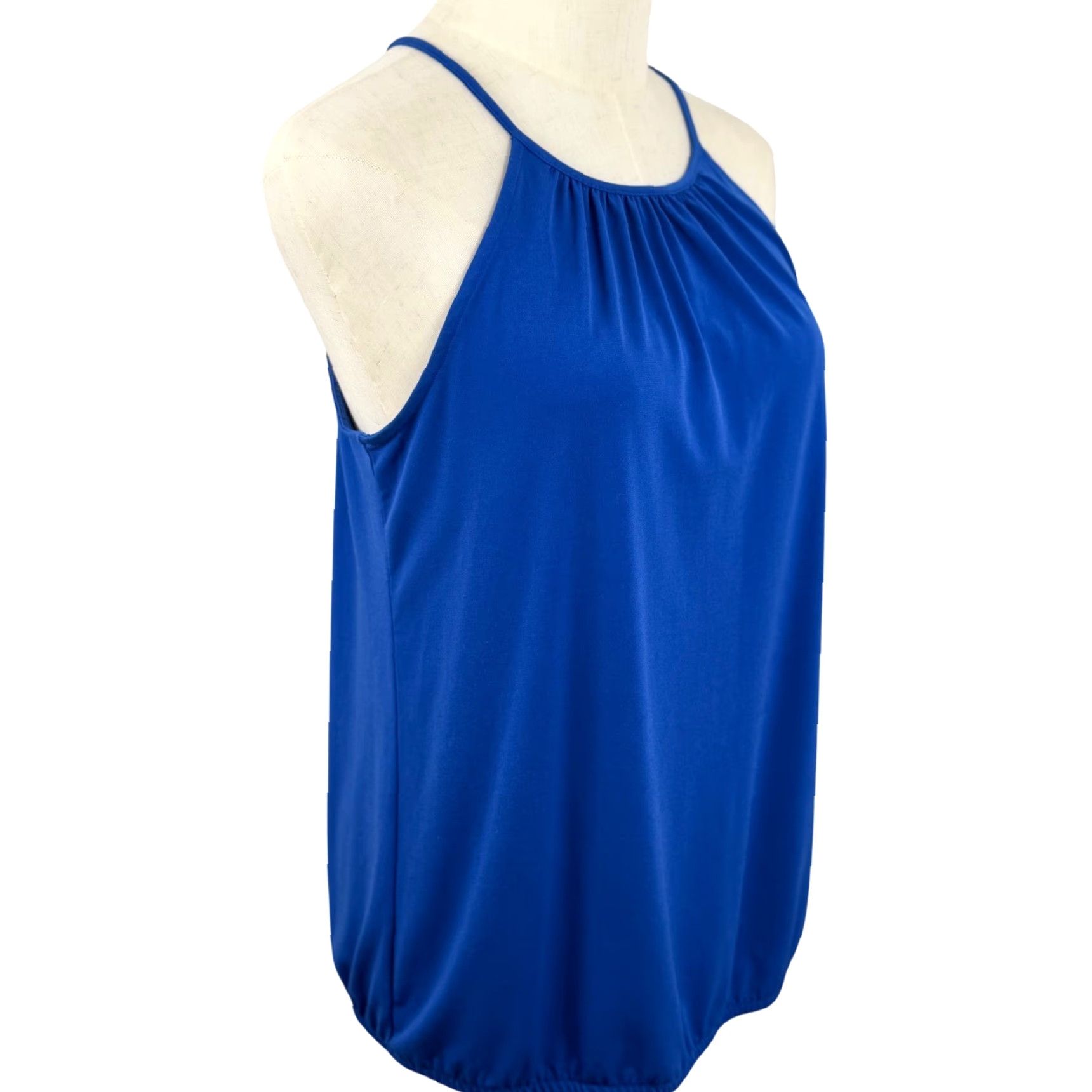 Express Express Halter Tank Top S Cobalt Blue Bubble Hem Keyhole Y2K Retro Comfort Modern Casual Night Out Women Size S / US 4 / IT 40 - 4 Thumbnail