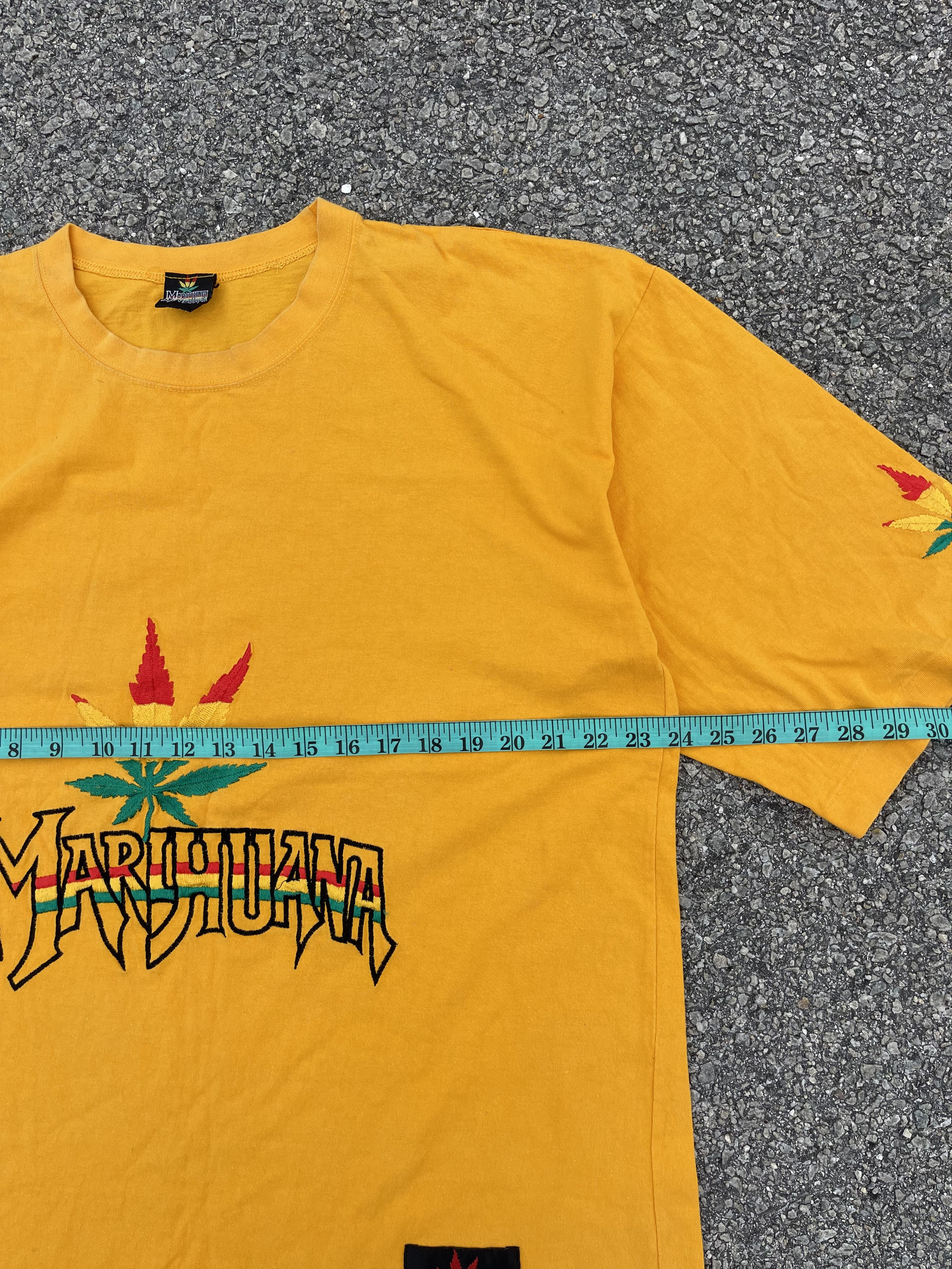 If Six Was Nine × Le Grande Bleu (L.G.B.) × Vintage Vintage 90s Marijuana / Cannabis Embroidery Yellow Size US XXL / EU 58 / 5 - 8 Thumbnail