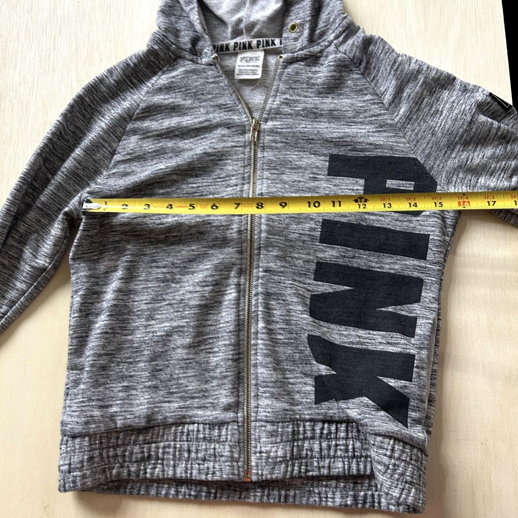 Pinko PINK Victoria's Secret Hoodie Womens XS Gray Full Zip Knit Logo Sweatshirt Size XS / US 0-2 / IT 36-38 - 6 Thumbnail