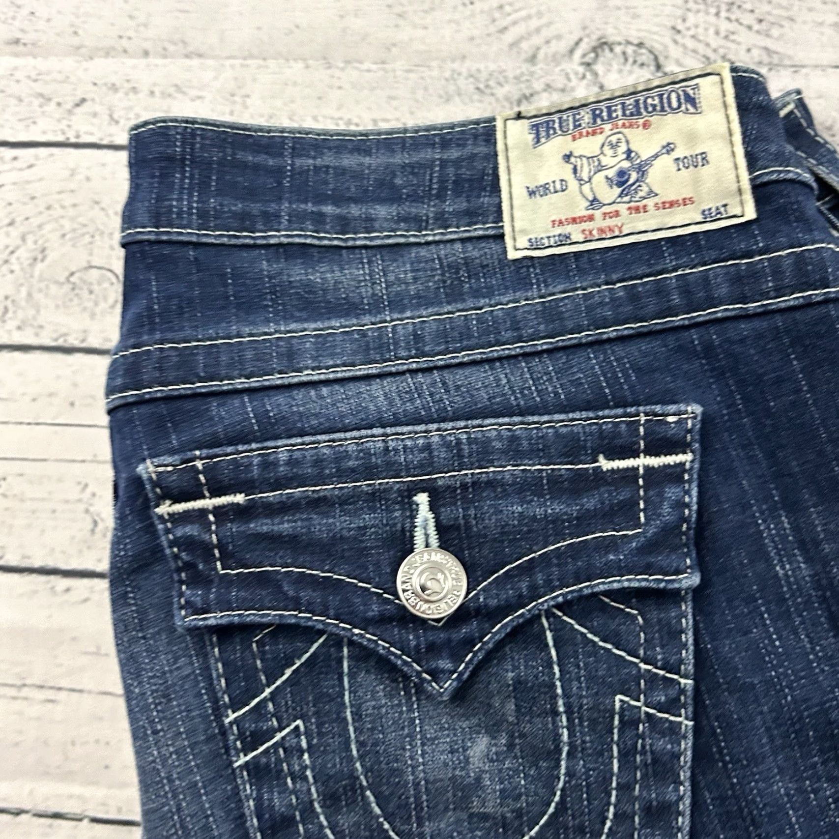 True Religion VINTAGE True Religion Jeans Denim Blue 5-Pocket Distressed Skinny 34x32 Mens Size US 34 / EU 50 - 3 Thumbnail