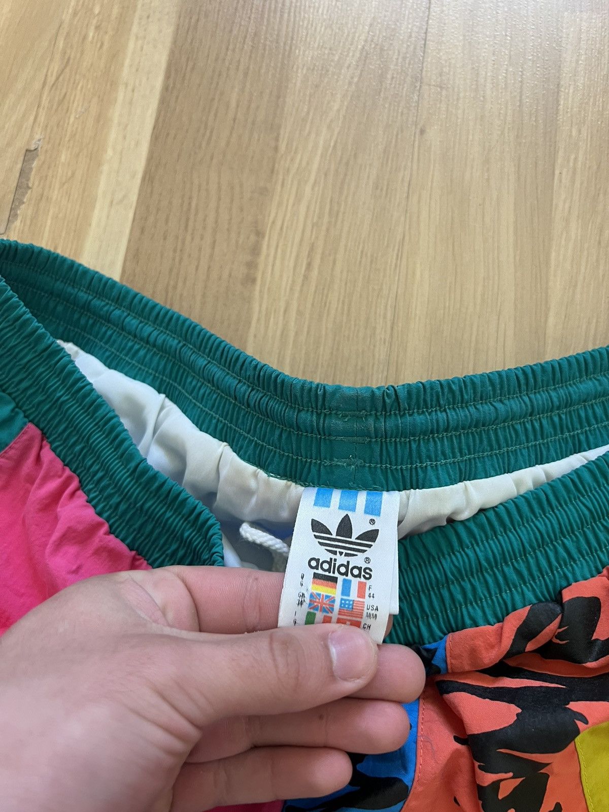 Adidas × Vintage Adidas vintage multicoloured shorts nylon 1 2 3 4 5 90s Size US 33 - 3 Thumbnail