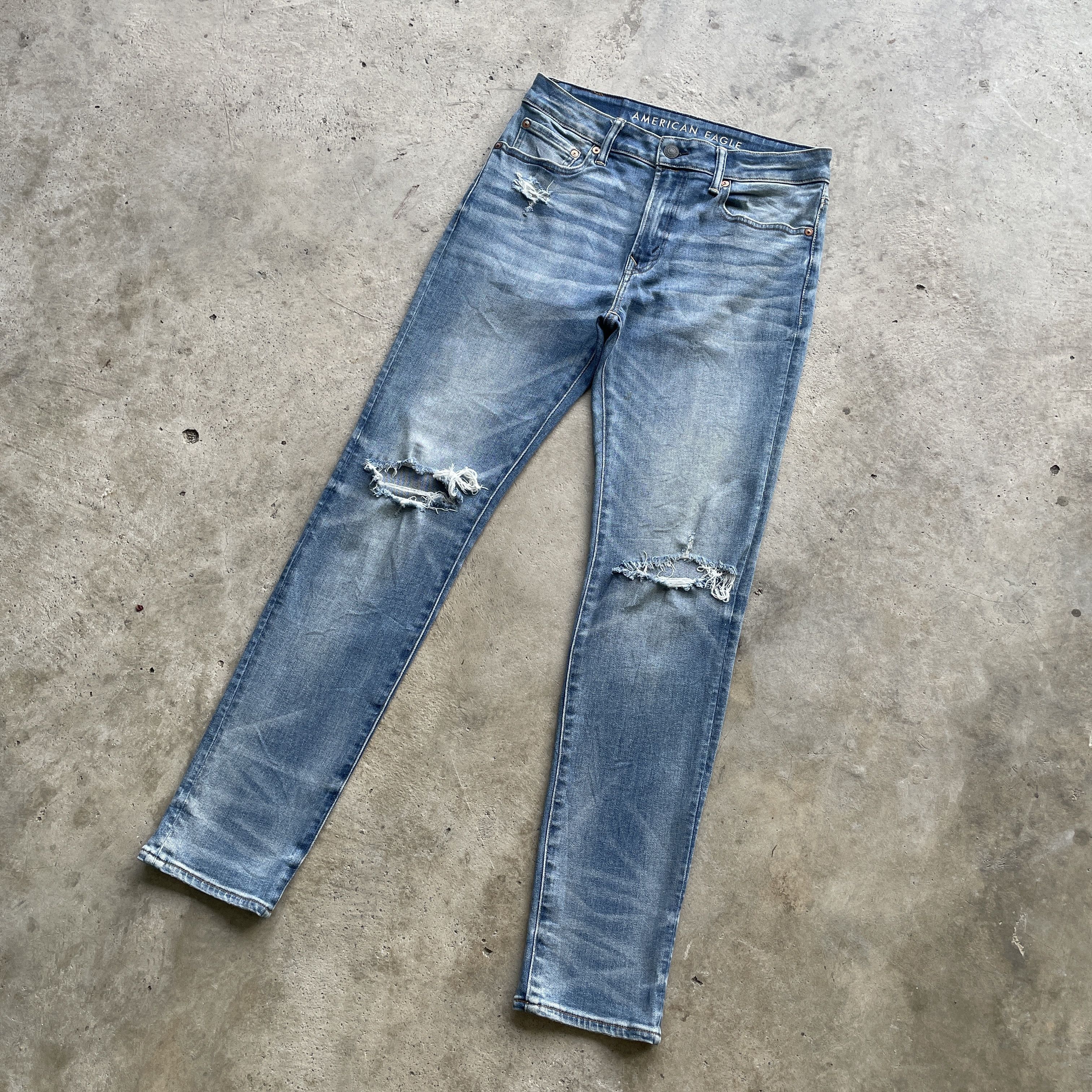 VINTAGE AMERICAN EAGLE DENIM DISTRESSED RIPPED PANTS JEANS