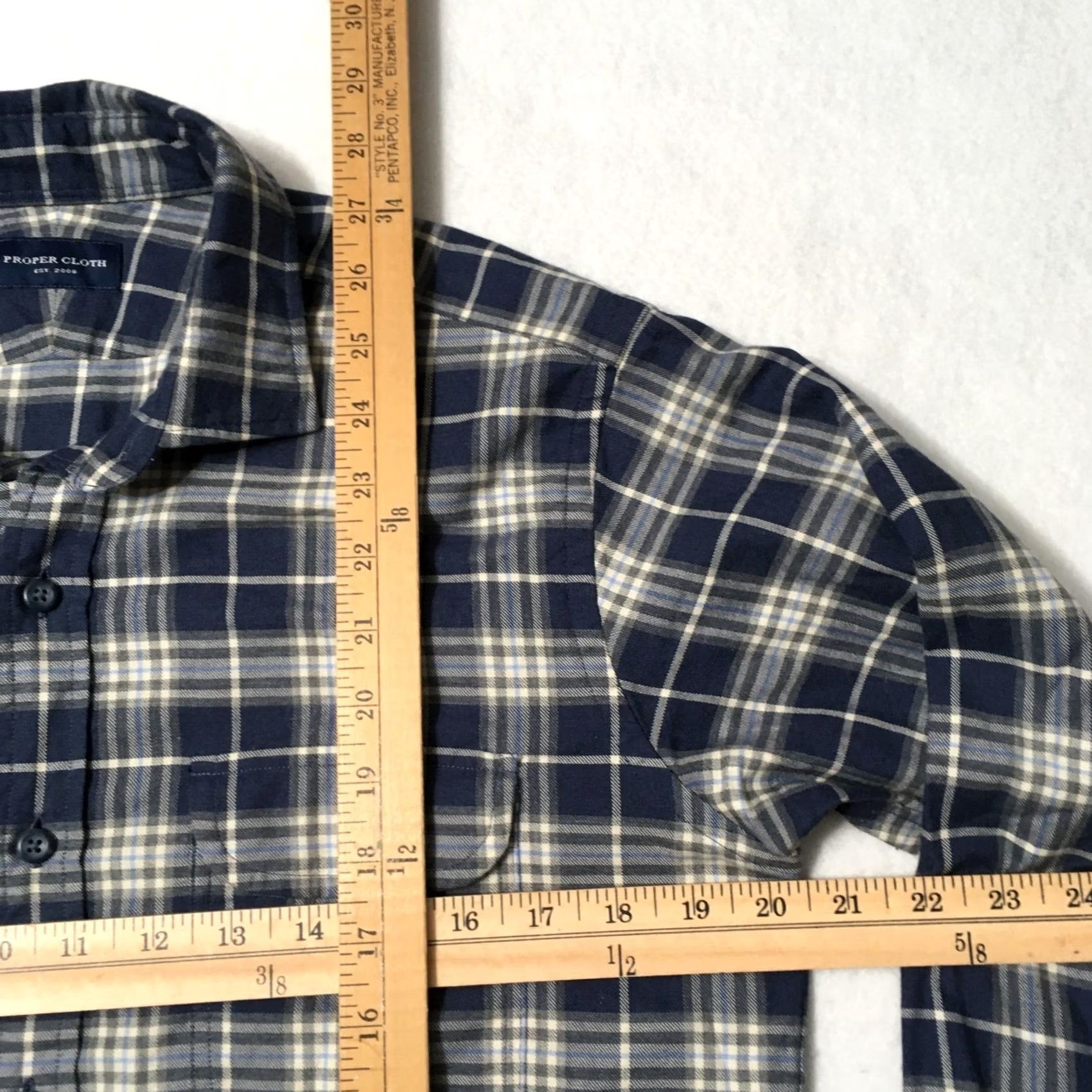 Proper Cloth Proper Cloth Shirt Mens 15.5 31/32 Blue Plaid Button-up - Vintage Size US M / EU 48-50 / 2 - 4 Thumbnail