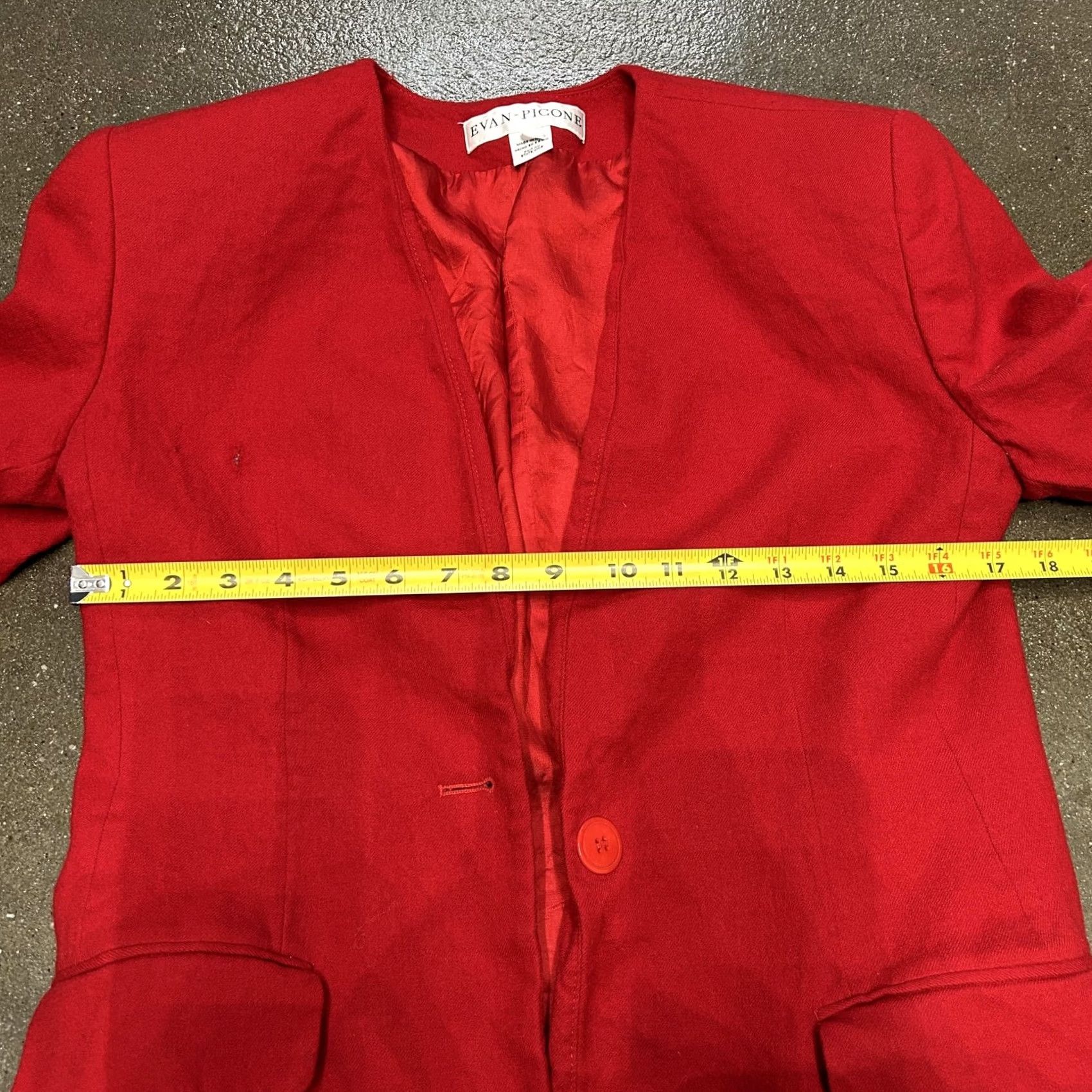 Evan Picone VINTAGE Evan-Picone Blazer Womens 8 Red Collarless One Button Lined Jacket 90s Size M / US 6-8 / IT 42-44 - 6 Thumbnail
