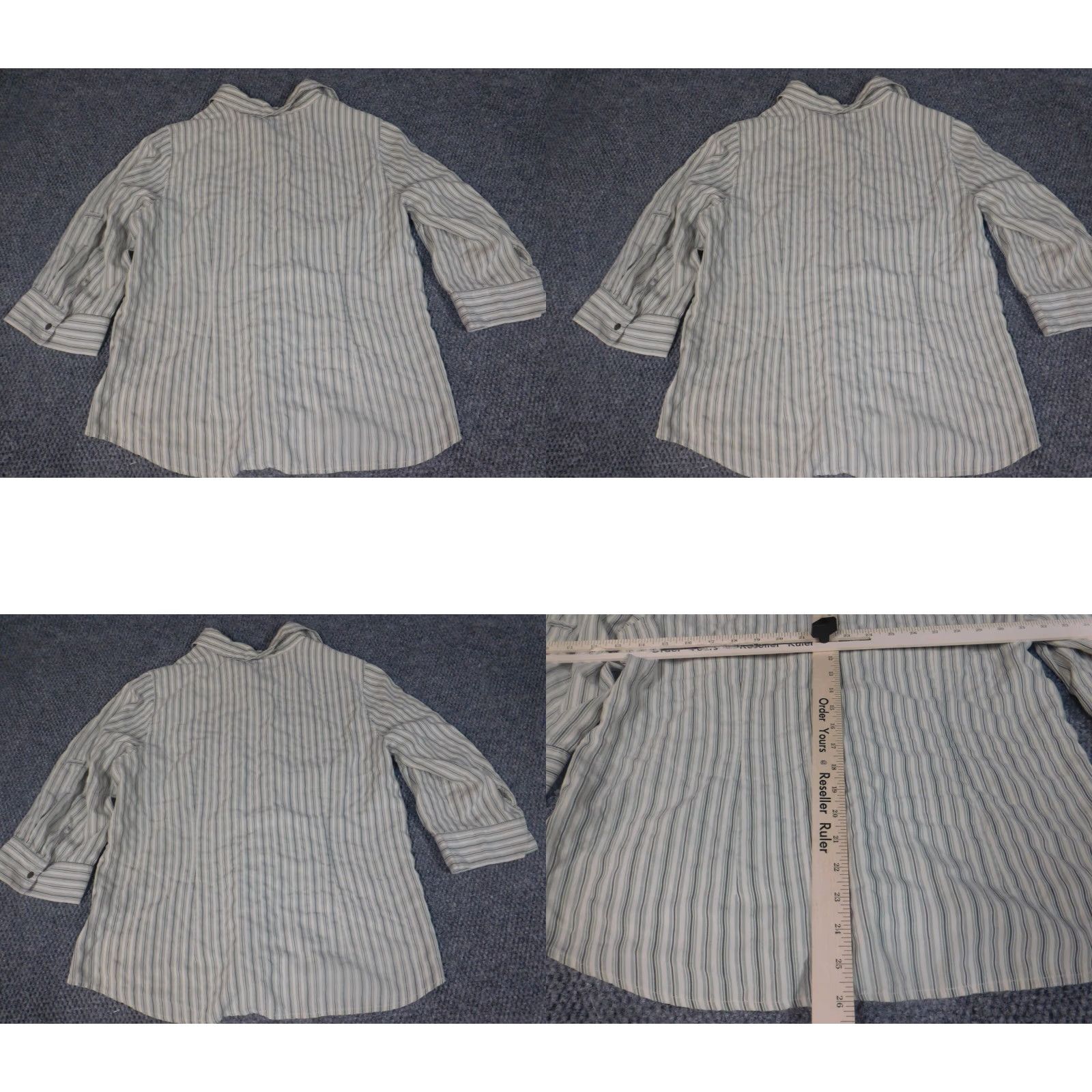 Croft & Barrow Croft & Barrow Womens Button-Up Shirt XL Green Striped Casual Long Sleeve Modal Rayon Classic Stretch Size XL / US 12-14 / IT 48-50 - 8 Thumbnail