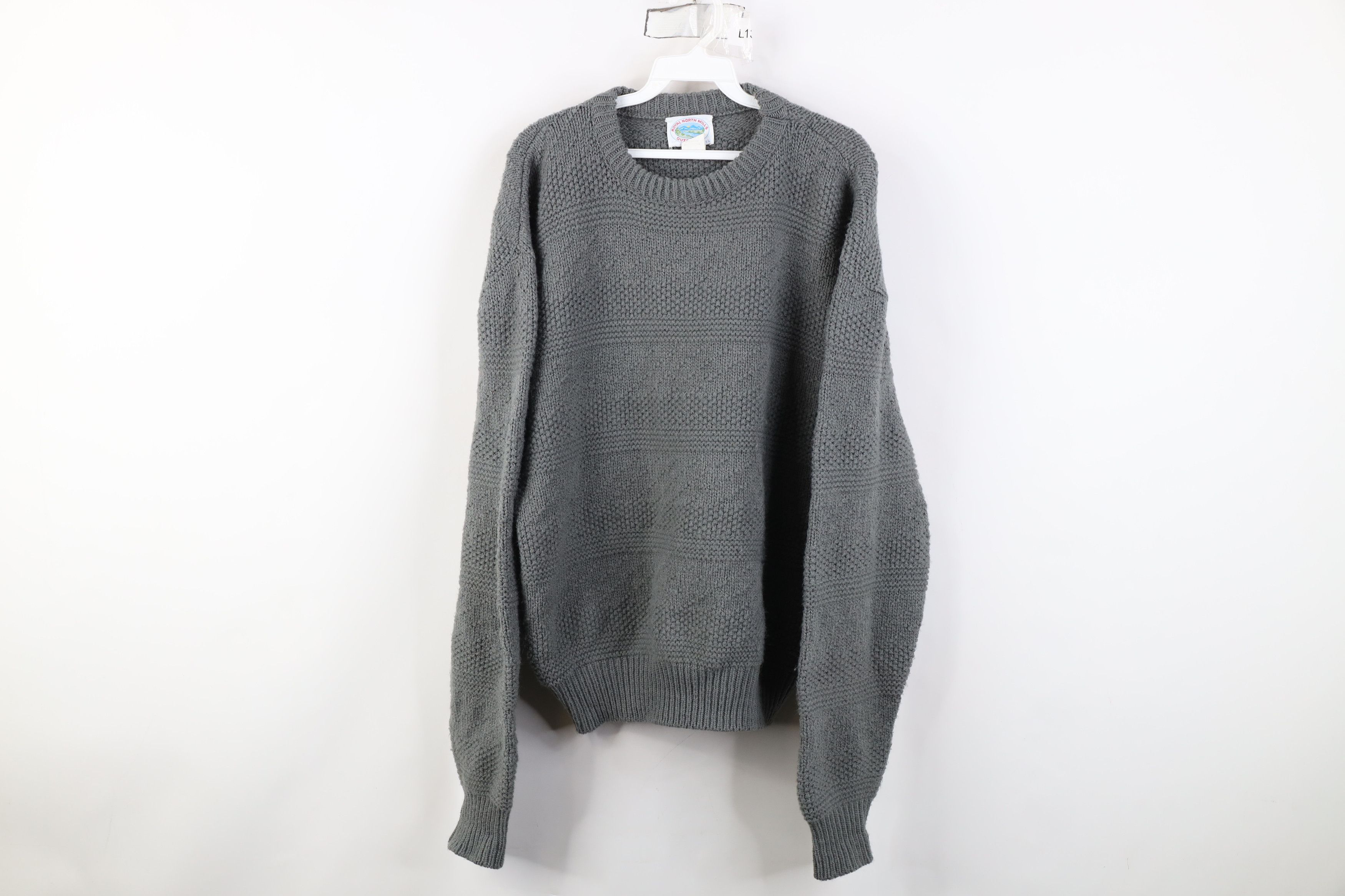 Vintage Vintage 90s Streetwear Ribbed Knit Crewneck Sweater Gray USA Size XL / US 12-14 / IT 48-50 - 1 Thumbnail