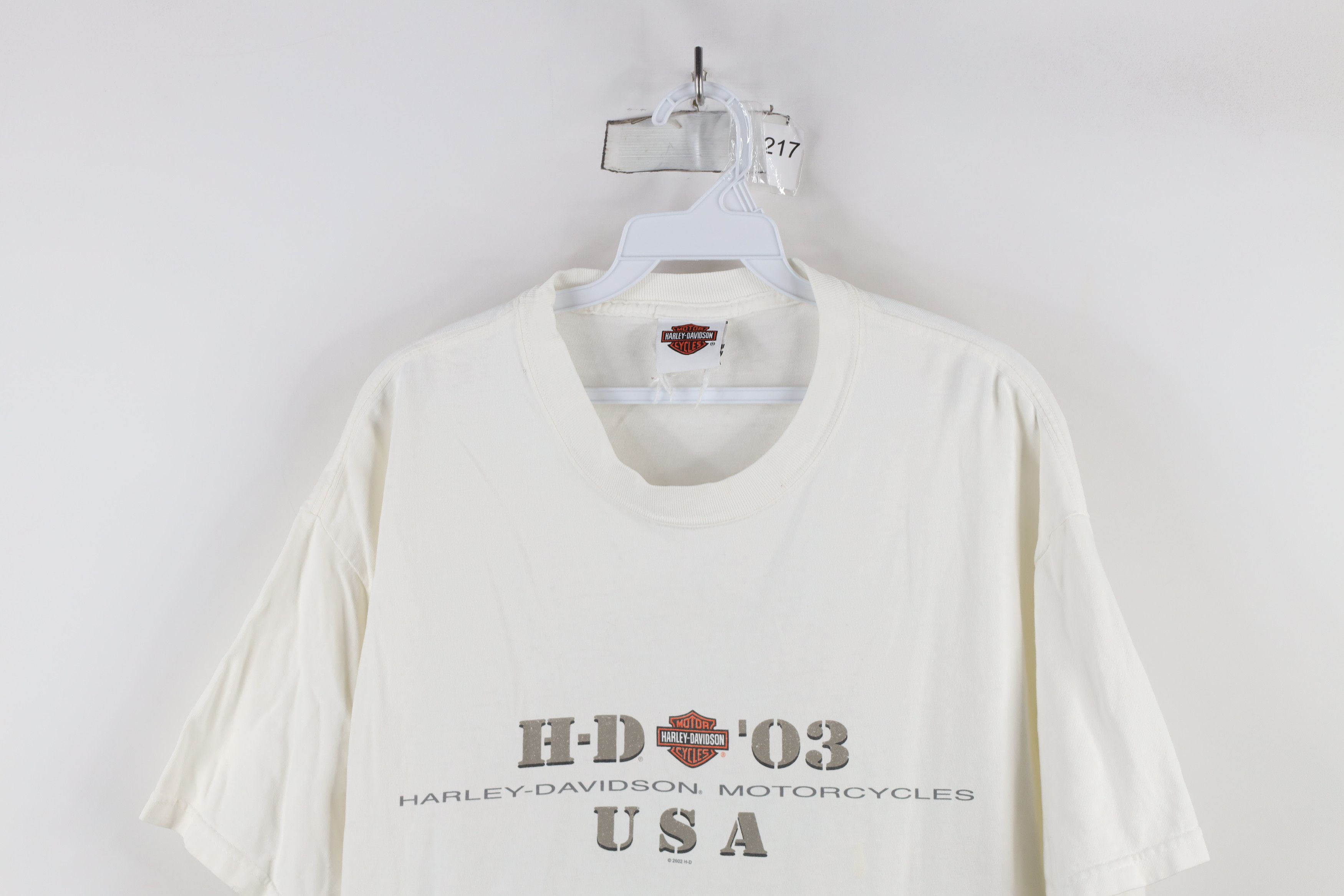 Harley Davidson × Vintage Vintage Y2K 2002 Harley Davidson Spell Out T-Shirt White Size US L / EU 52-54 / 3 - 2 Thumbnail