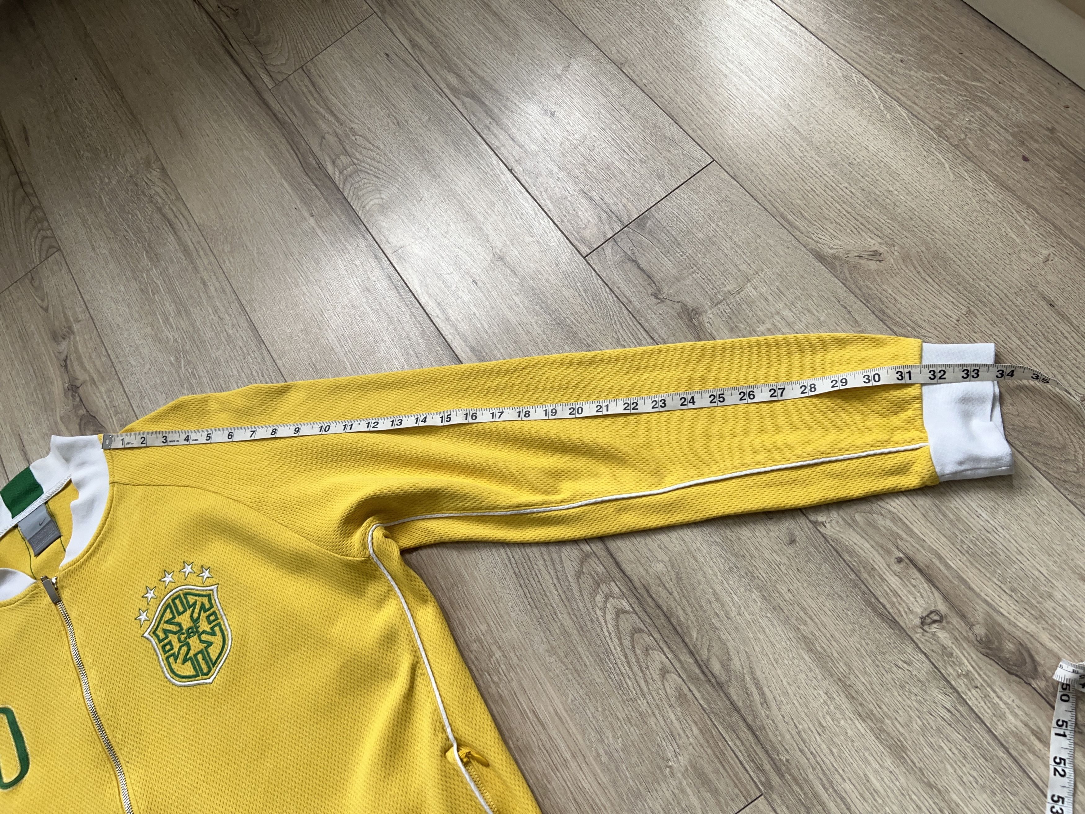 Nike Mens Brazil #10 RONALDINHO Yellow Track Jacket Zip Sweater Size US XXL / EU 58 / 5 - 7 Thumbnail