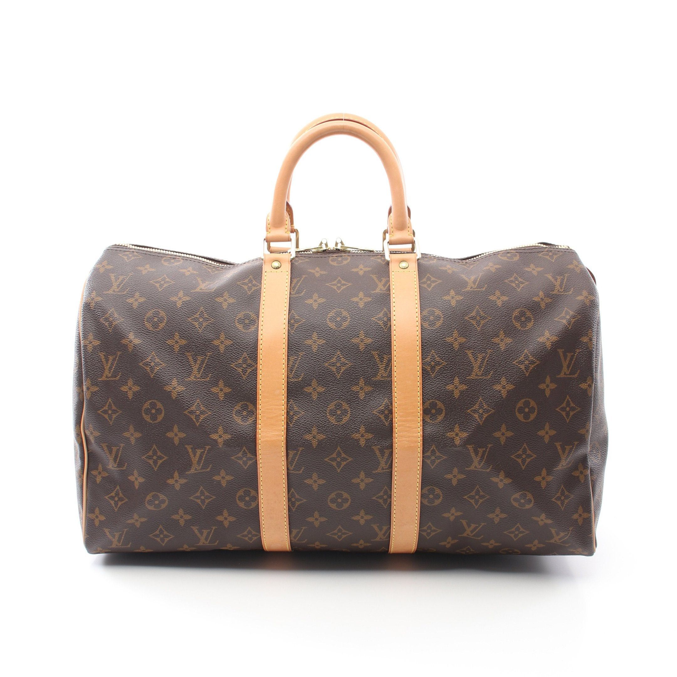 Louis Vuitton Keepall 45 Monogram Boston Bag Leather Brown