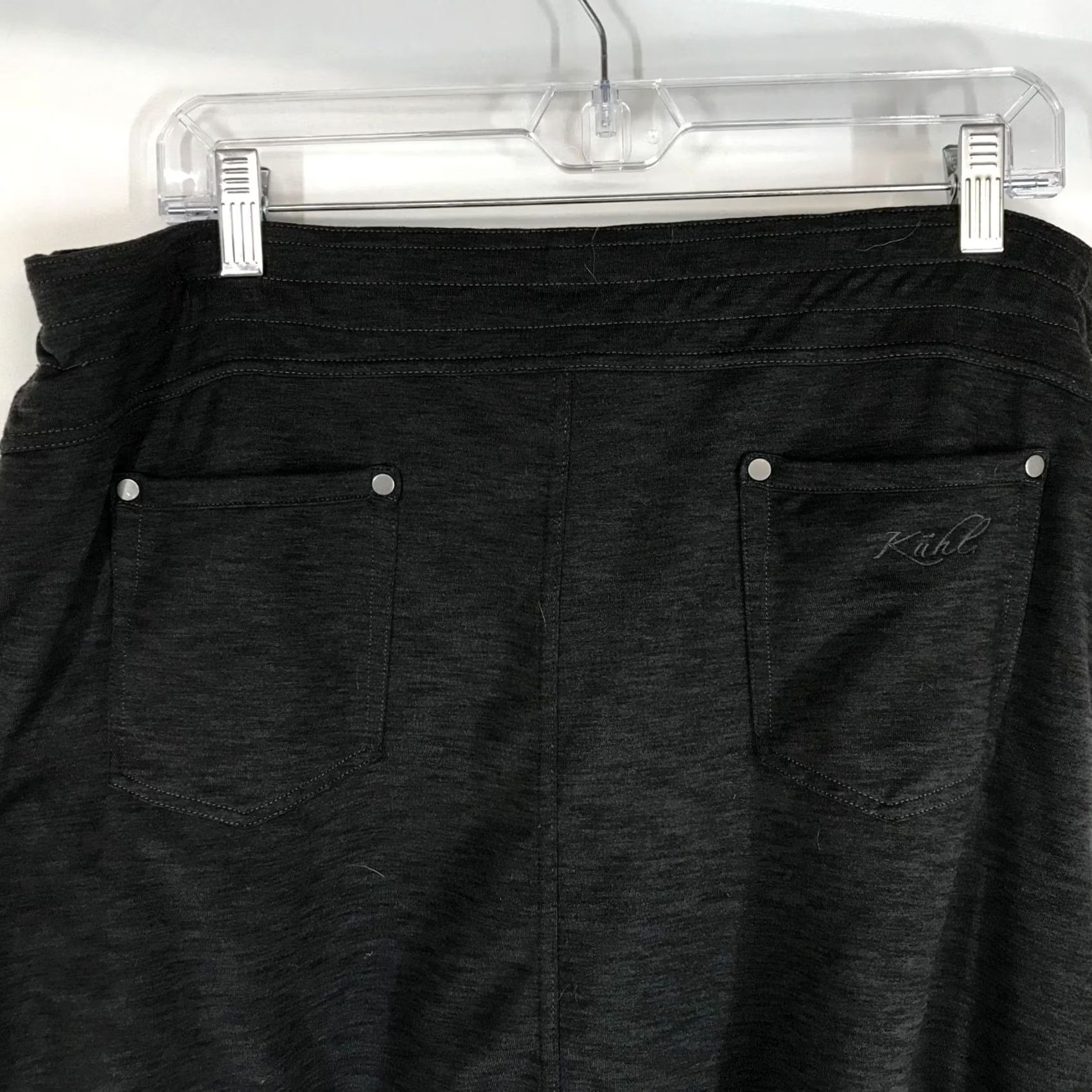 Vintage KUHL WOMEN'S XL GRAY BLACK DRAWSTRING WAIST POLYESTER BLEND SKORT W/POCKETS Size ONE SIZE - 5 Thumbnail
