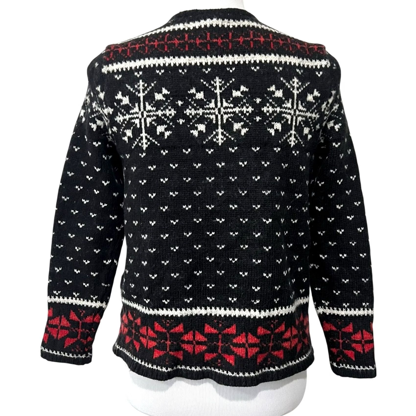 J. Jill VINTAGE J.Jill Sweater Fair Isle Black White Reindeer Holiday Christmas Cardigan XS Petite Women XS Black Fair Isle Reindeer Christmas Womens Size XS / US 0-2 / IT 36-38 - 6 Thumbnail