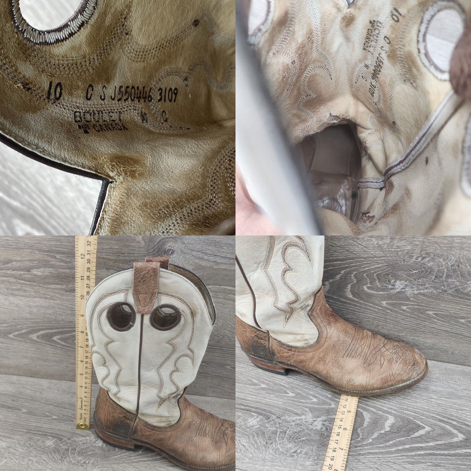 Roper Boulet 10 Brown Leather Ropers Round Toe Cowboy Western Boots Made in Canada Size US 10 / IT 40 - 9 Thumbnail
