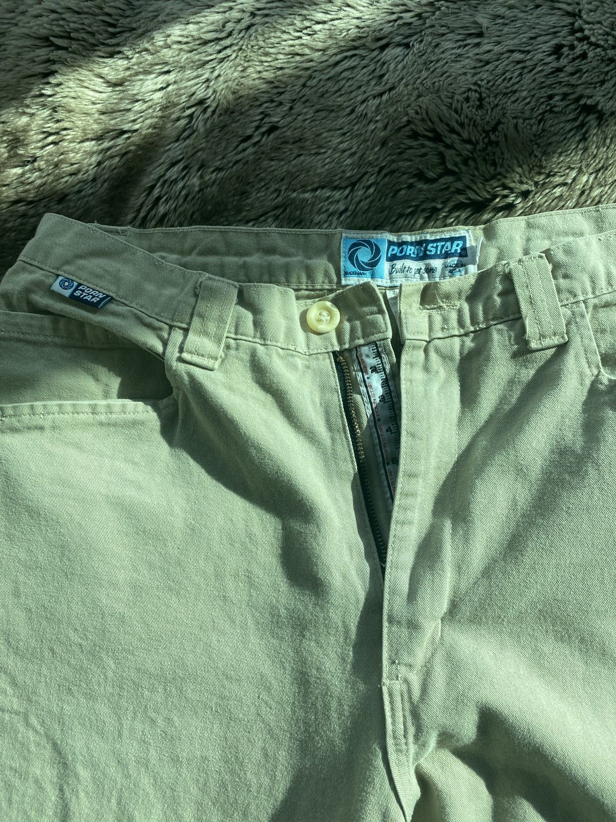 Vintage Porn Star Pants sz36 tan/blue ruler zipper Size US 36 / EU 52 - 2 Thumbnail