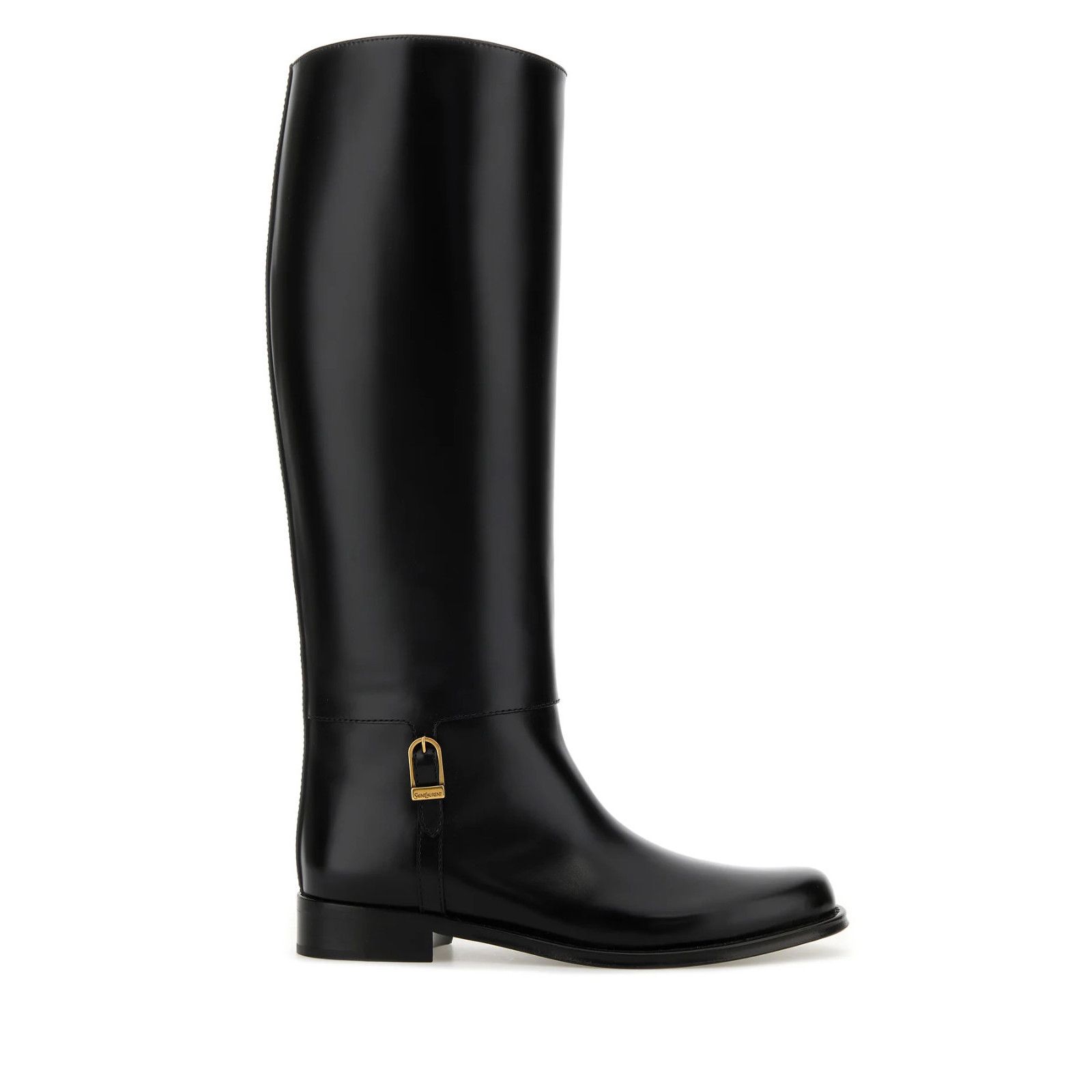 SAINT LAURENT Julia Knee High Black Leather Boots New (Women