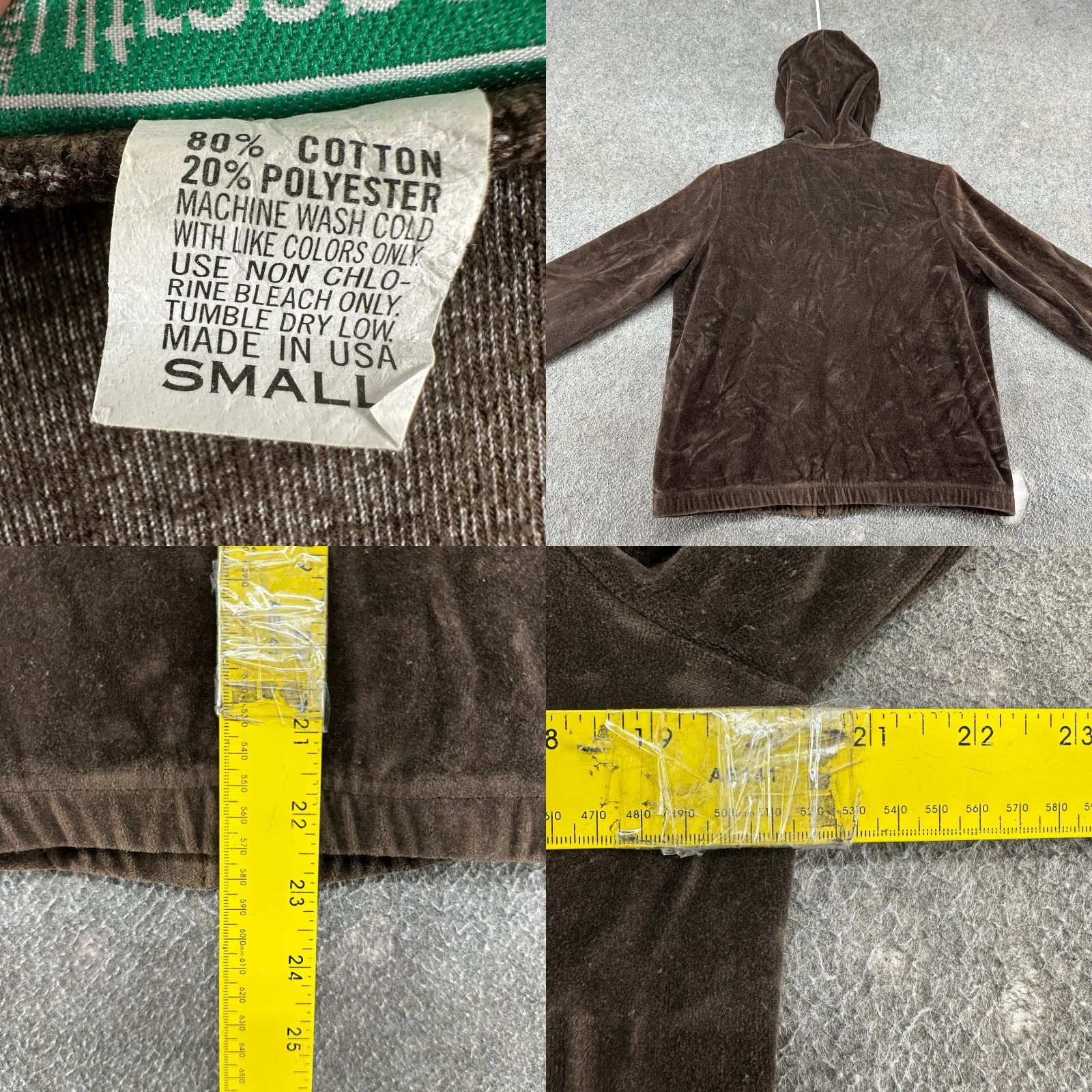 Velour VINTAGE Velour Hoodie Womens Small Brown Velour Velvet Full Zip Jacket USA 90s Size S / US 4 / IT 40 - 8 Thumbnail
