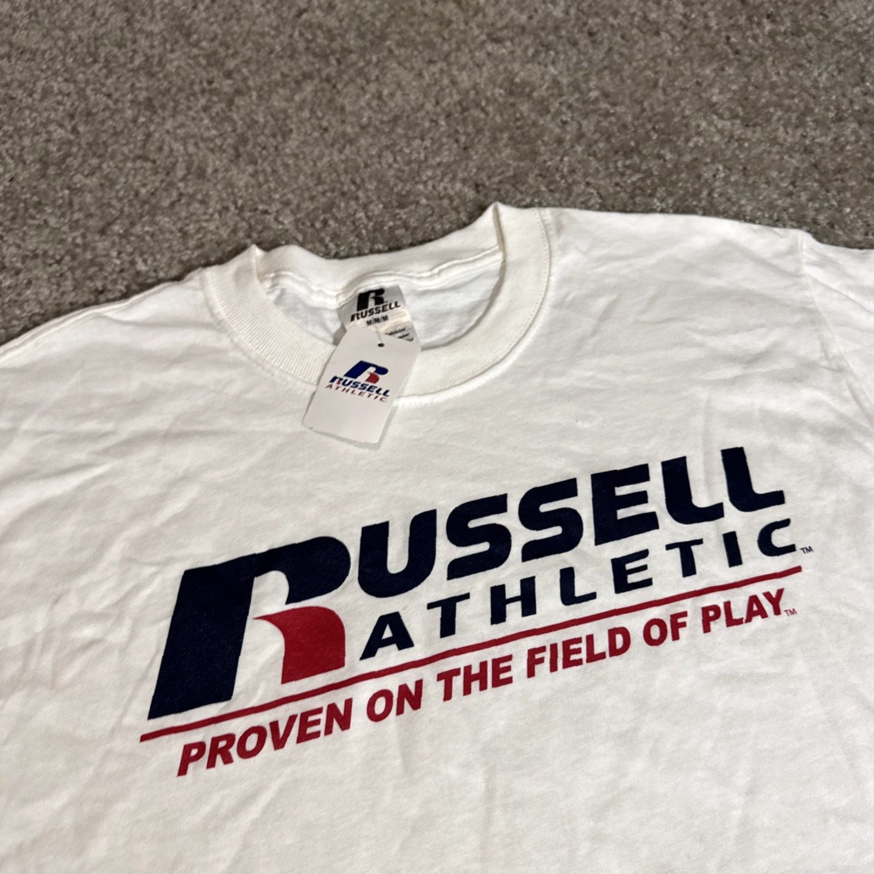 Russell Athletic VINTAGE Russell Athletic Promo Advertising T-Shirt MEN M White NOS New With Tags Size US M / EU 48-50 / 2 - 3 Thumbnail