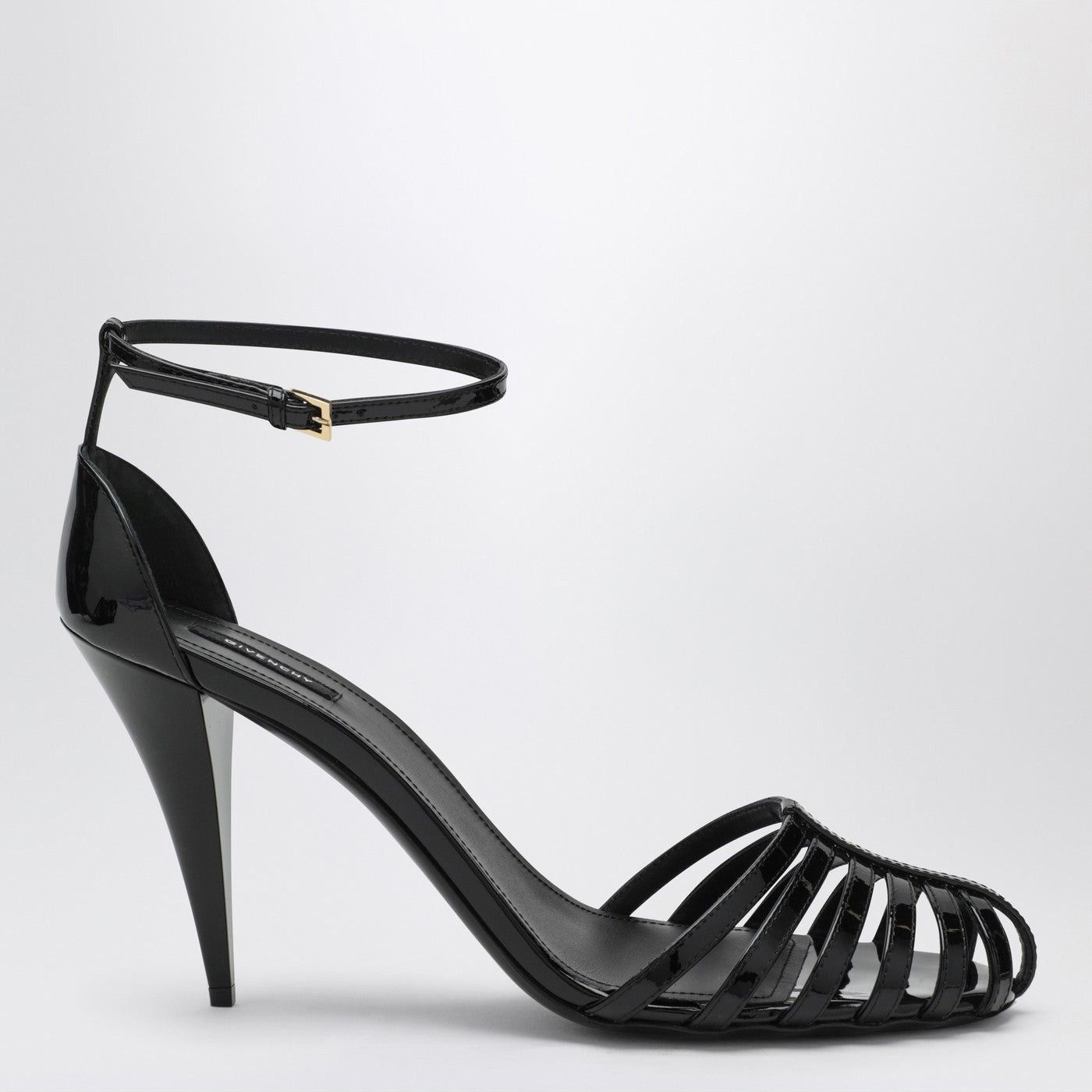 Givenchy Cage Black Patent Leather Heeled Sandals New & Auth, Women's (Size 8)