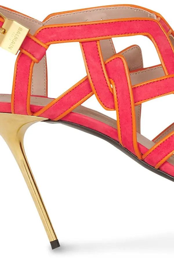 Balmain o1y0625 Leather Spike Heel Sandals in Coral/Orange Size US 7 / IT 37 - 4 Thumbnail