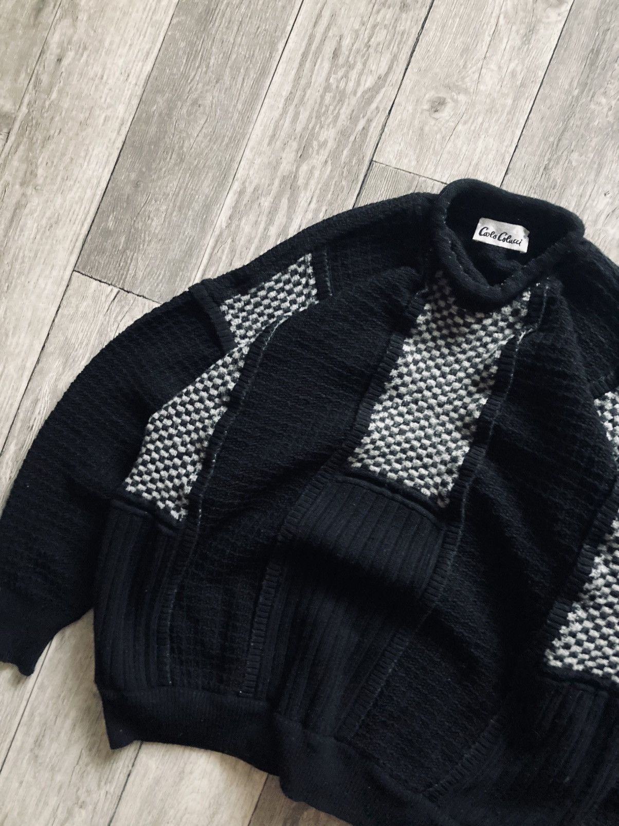 Carlo Colucci × Vintage Vintage 90’s carlo colucci knitted block sweater drip Y2k Size US XL / EU 56 / 4 - 6 Thumbnail