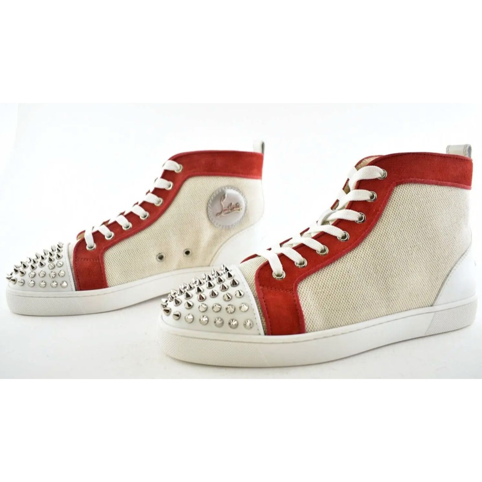 Christian Louboutin Christian Louboutin Mens Lou Spikes Orlato Flat Beige Size US 7.5 / EU 40-41 - 9 Thumbnail