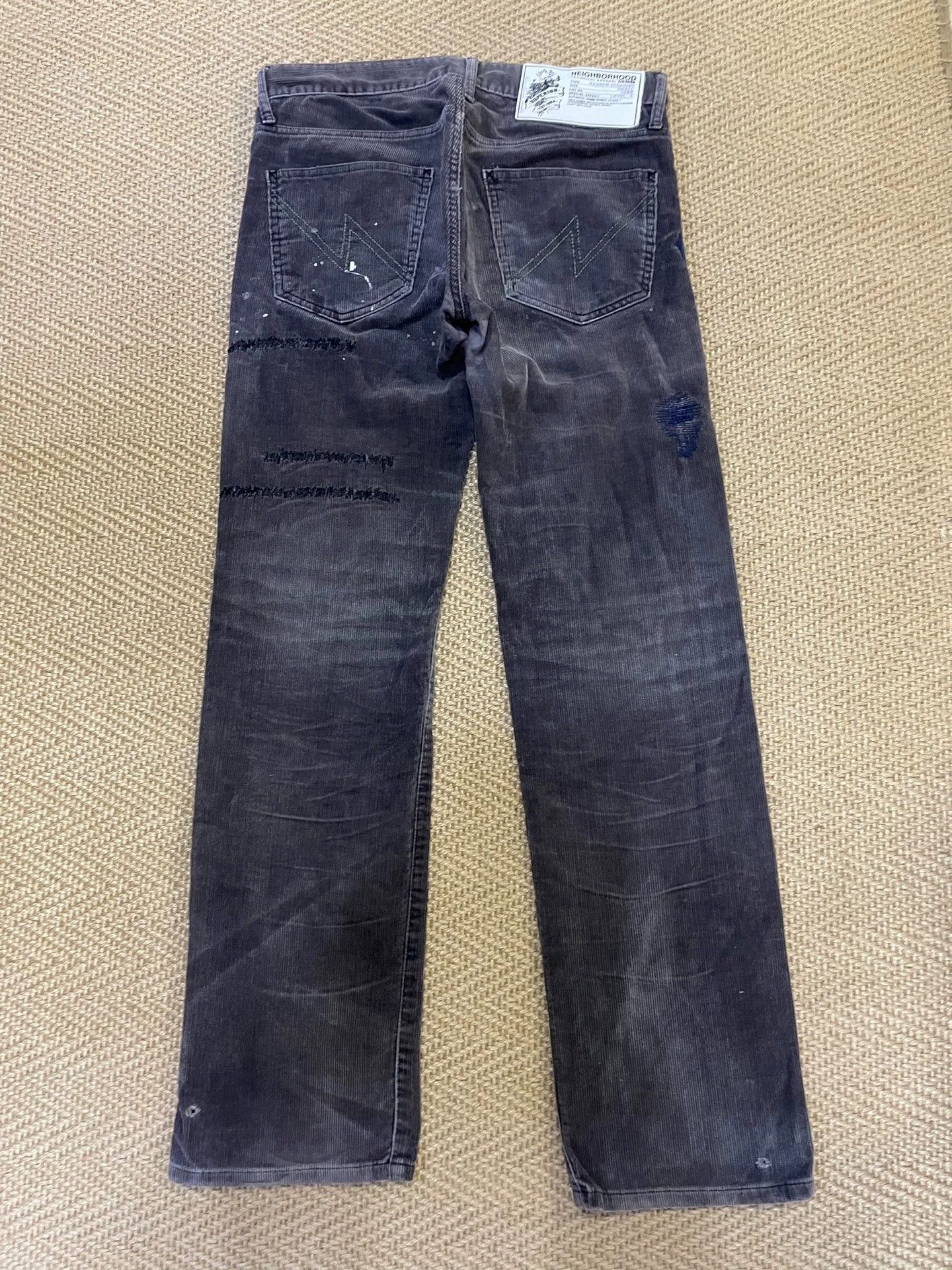 Neighborhood NBHD VTG Wash Knife-Cut Cord Narrow Pant S Black & Gray Good Size US 29 - 2 Thumbnail