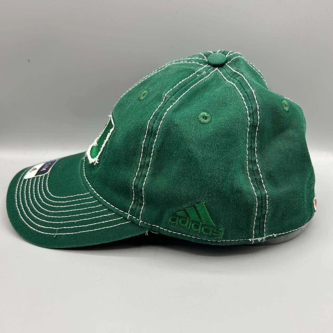 Adidas Miami Hurricanes Hat Men Green Adidas Stretch Fitted Cap S-M Size ONE SIZE - 6 Thumbnail