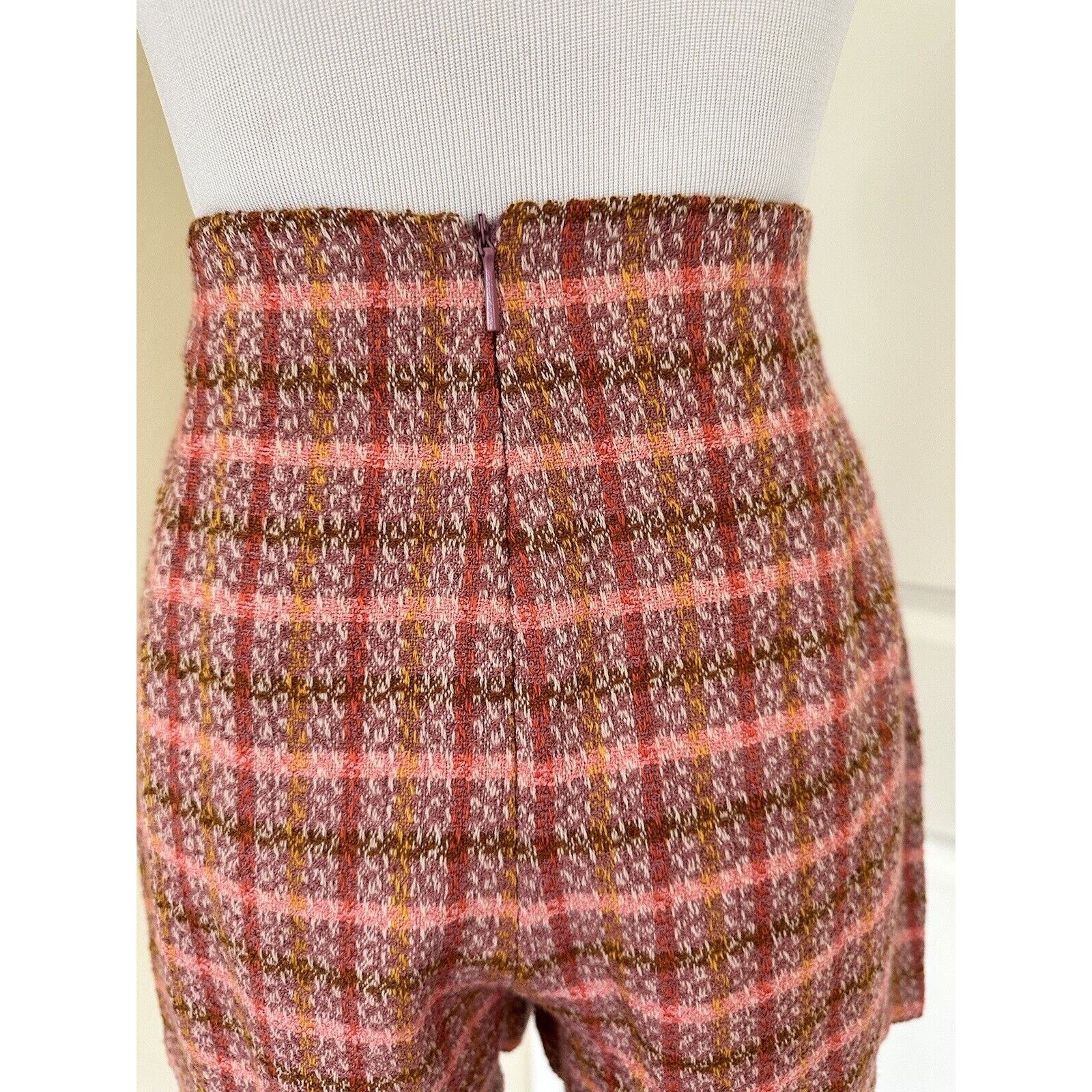 Mango Mango Skort Pink Peach Orange Plaid Pattern Women’s XS NWT Size 23" - 11 Thumbnail