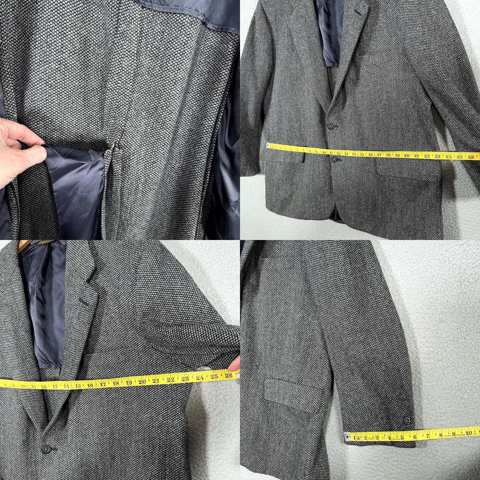 Brooks Brothers VINTAGE Brooks Brothers Blazer Mens 44 Gray Wool Tweed Single-Breasted Two-Button Notch Lapel USA Made USA Mens Jacket Blazer Office Preppy 90s? Size 44R - 8 Thumbnail