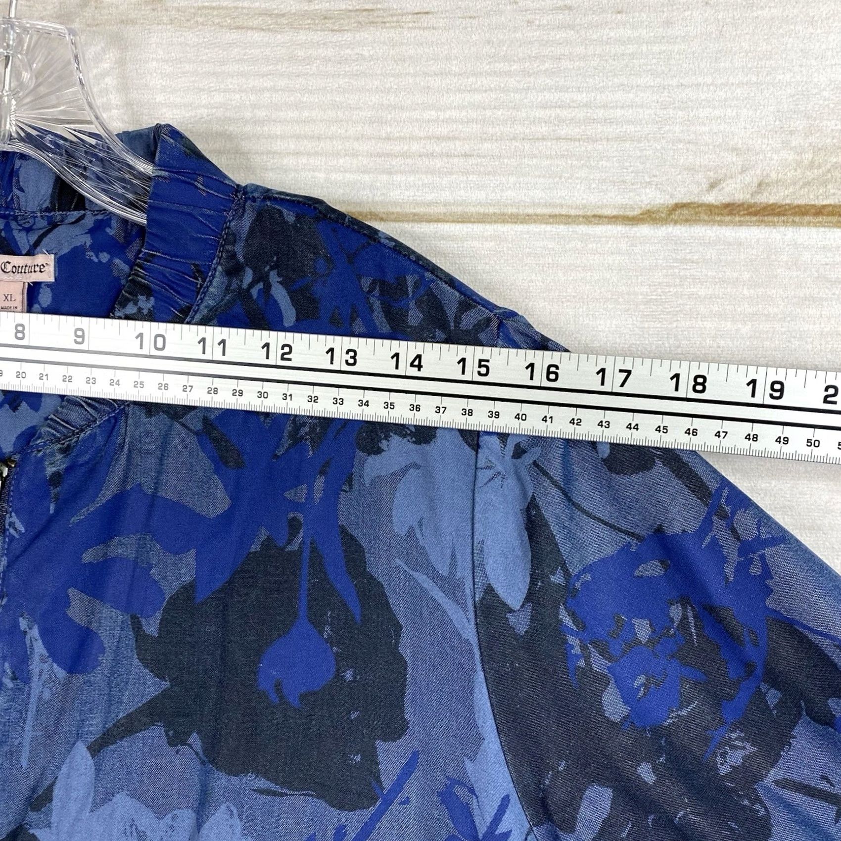 Juicy Couture Juicy Couture Jacket Womens XL Blue Geometric Chambray Denim Zip Size XL / US 12-14 / IT 48-50 - 7 Thumbnail