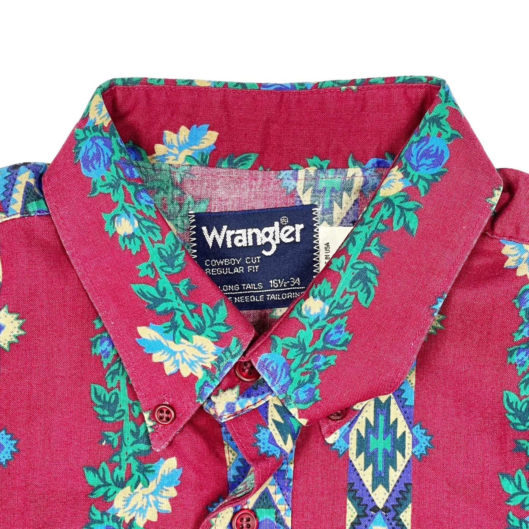 Wrangler Vtg Wrangler Western Aztec All Over Print Button Up Shirt Mens Large 16 1/2 Size US L / EU 52-54 / 3 - 3 Thumbnail