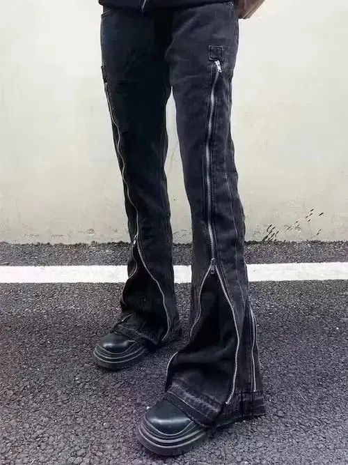 Jean Flared Zip Up Black Jeans Size US 32 / EU 48 - 2 Thumbnail