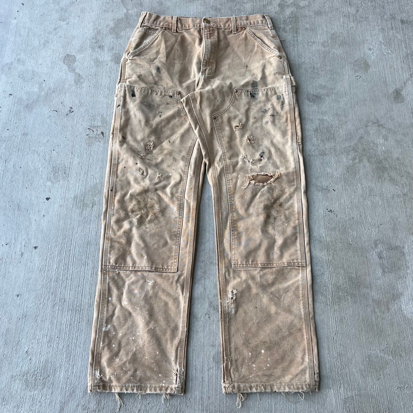 Vintage Y2K Carhartt brown double knee work carpenter pants