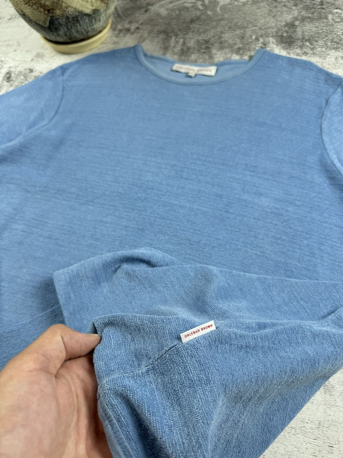 Orlebar Brown Orlebar Brown Linen Pullover Velour Basic T-Shirt Tee Size US L / EU 52-54 / 3 - 7 Thumbnail