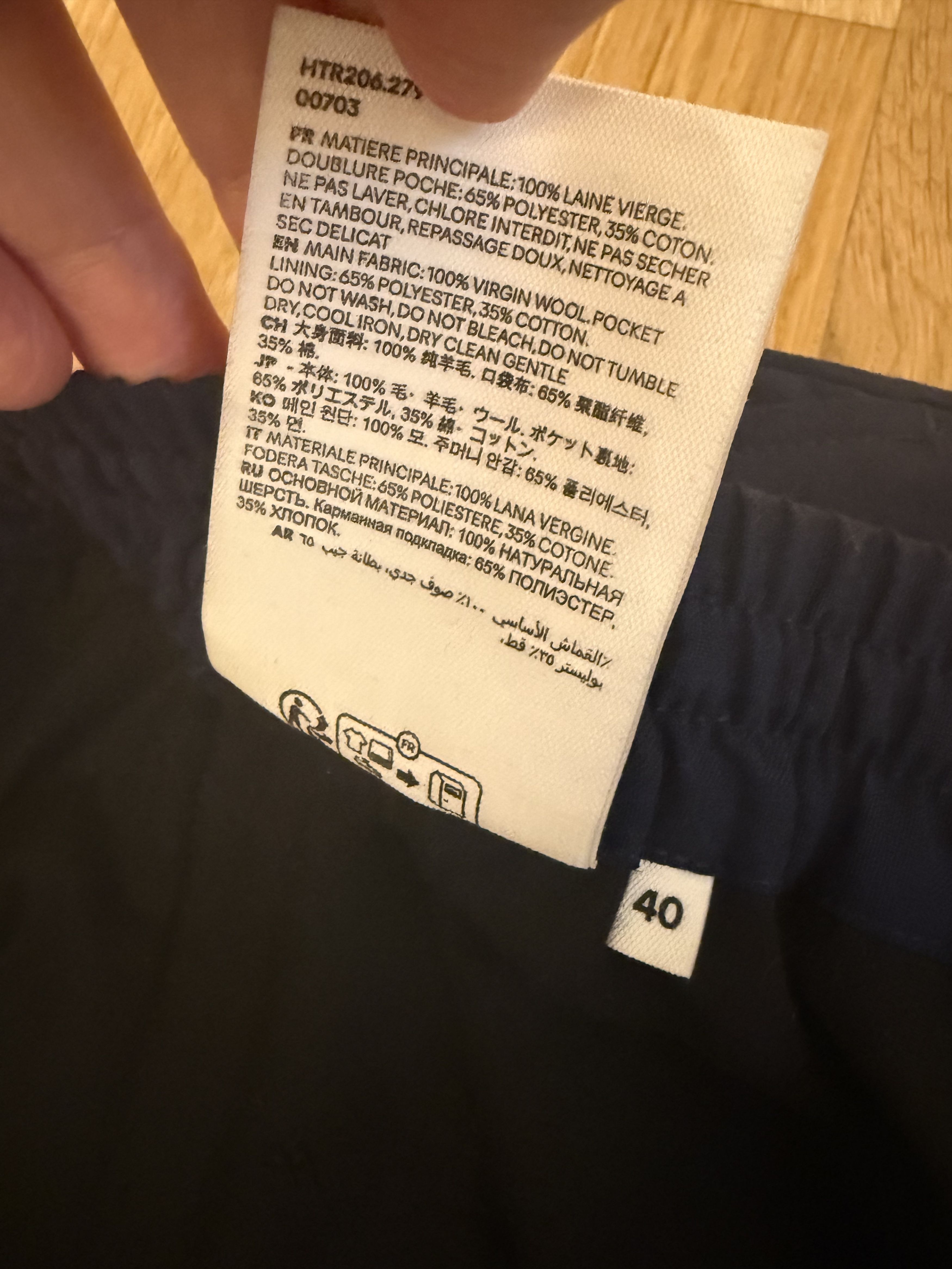 AMI AMI Paris Navy Virgin Wool Elastic Waist Cropped Trousers Size US 29 - 5 Thumbnail