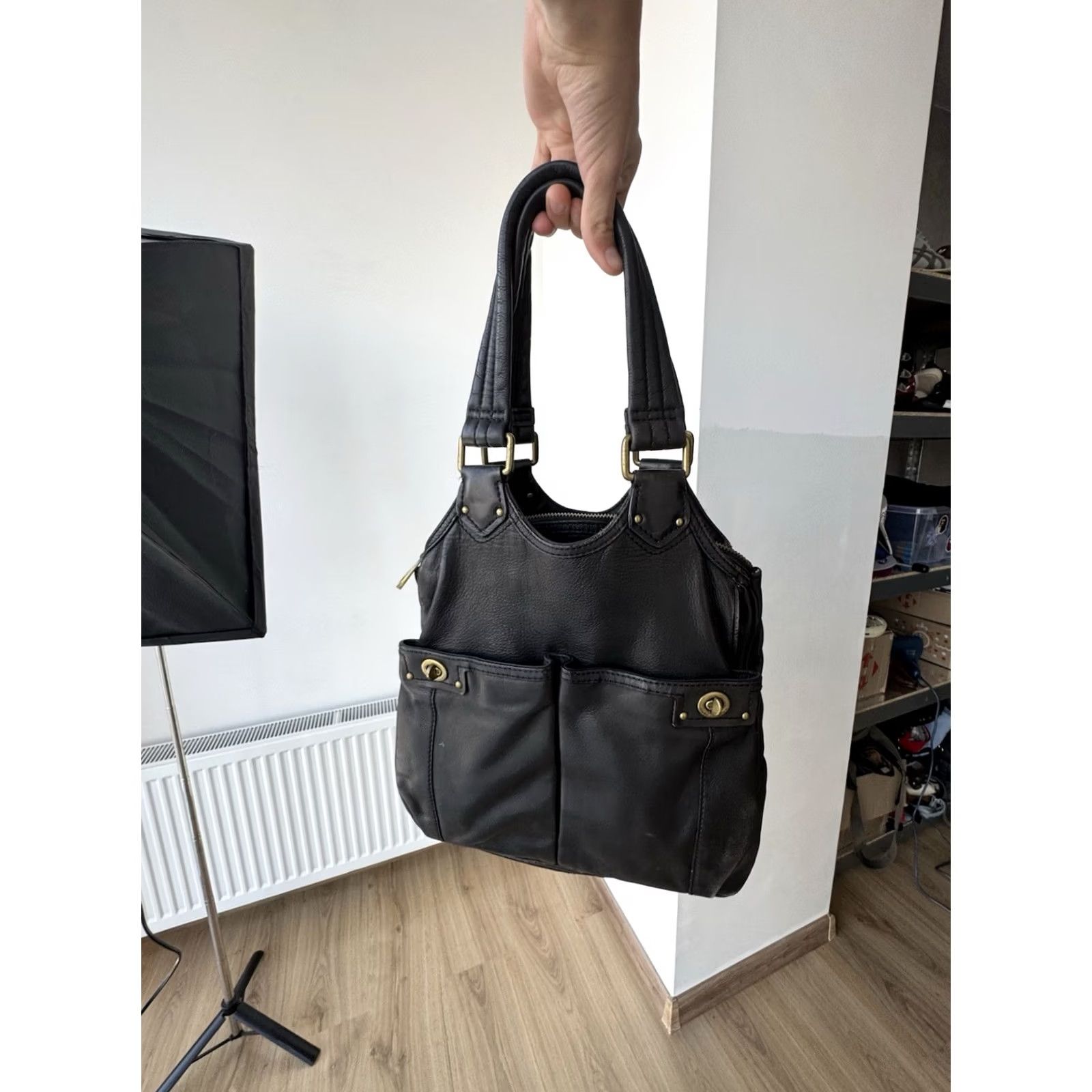 Marc by Marc Jacobs VINTAGE Marc by Marc Jacobs Leather Multi Pocket Satchel/Top Handle Bag Women Medium Black Retro Designer Pockets Bag Vintage Mens Womens Girls Boys Size ONE SIZE - 5 Thumbnail