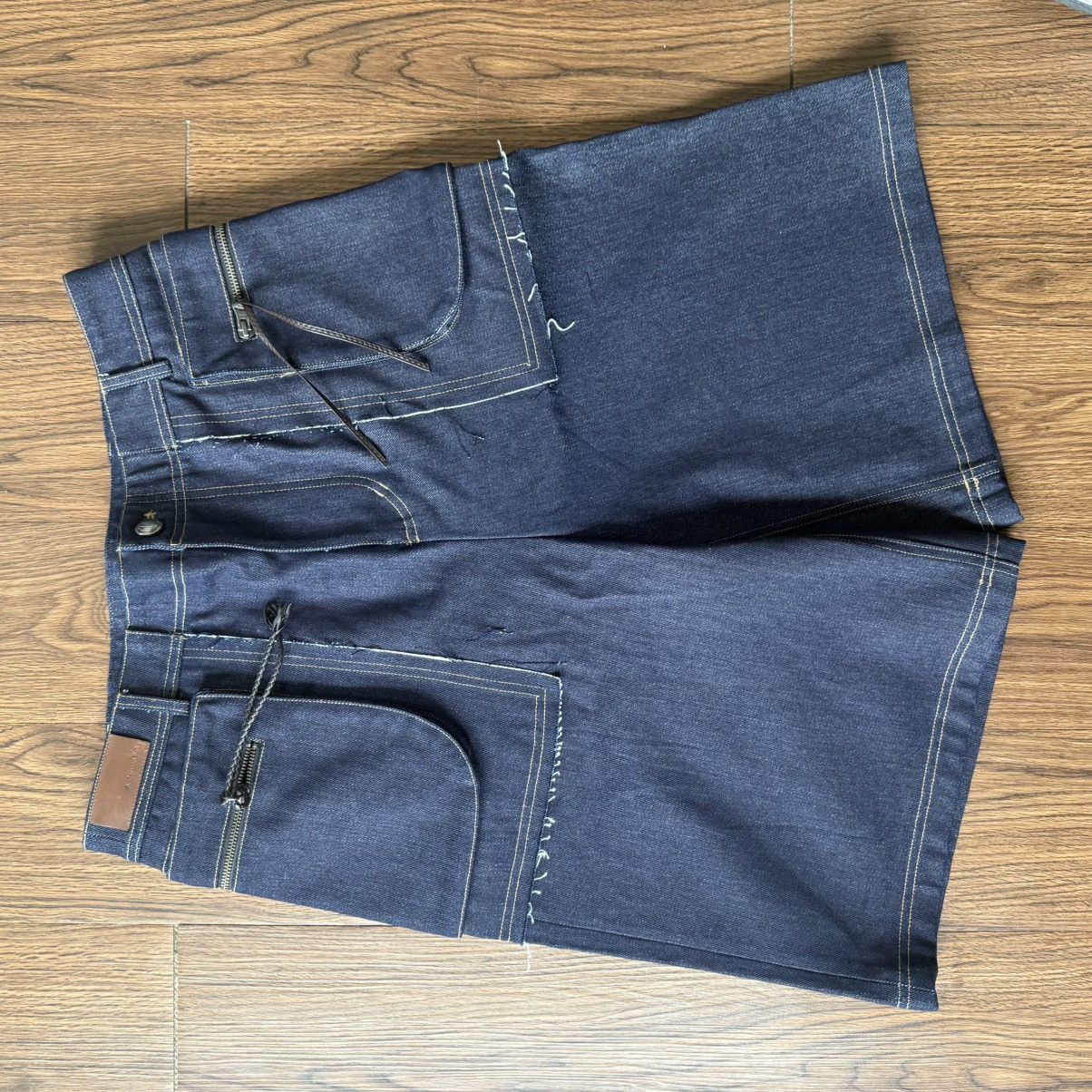 Thin Stripe Side Buckle Tab Trouser Charcoal Blue Ribbon 48