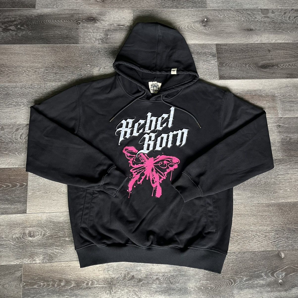 Vintage Watson Studios Worldwide Apparel Rebel Born Butterfly Hoodie Size US XL / EU 56 / 4 - 2 Thumbnail