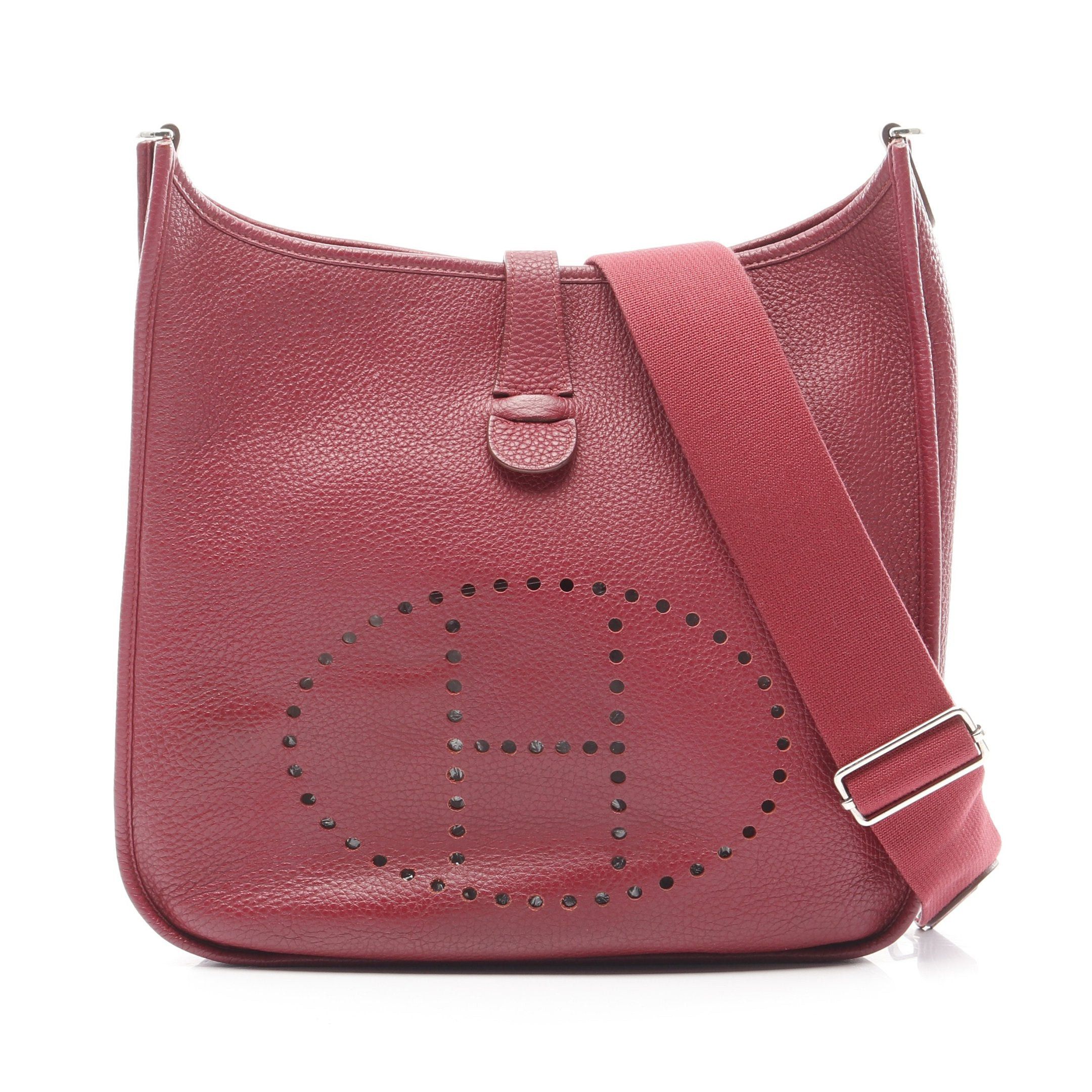 Hermes Hermes Evelyn 3 Troyes Gm Ruby Shoulder Bag Clemence Leather Bordeaux Silver Hardware □N Engraved Size ONE SIZE - 1 Thumbnail