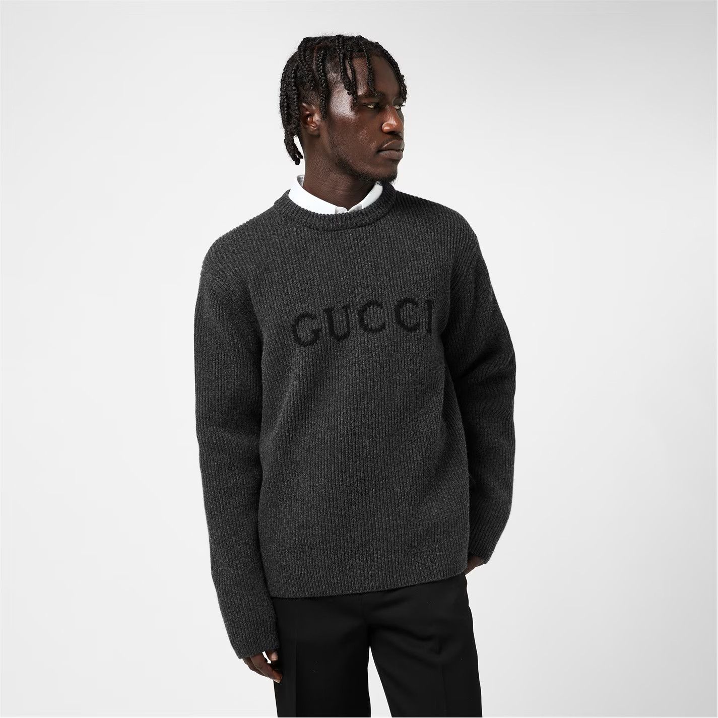 Gucci o1g2r1mq0426 Soft Fabric Crew Neck Jumper in Mid Grey Size US L / EU 52-54 / 3 - 3 Thumbnail