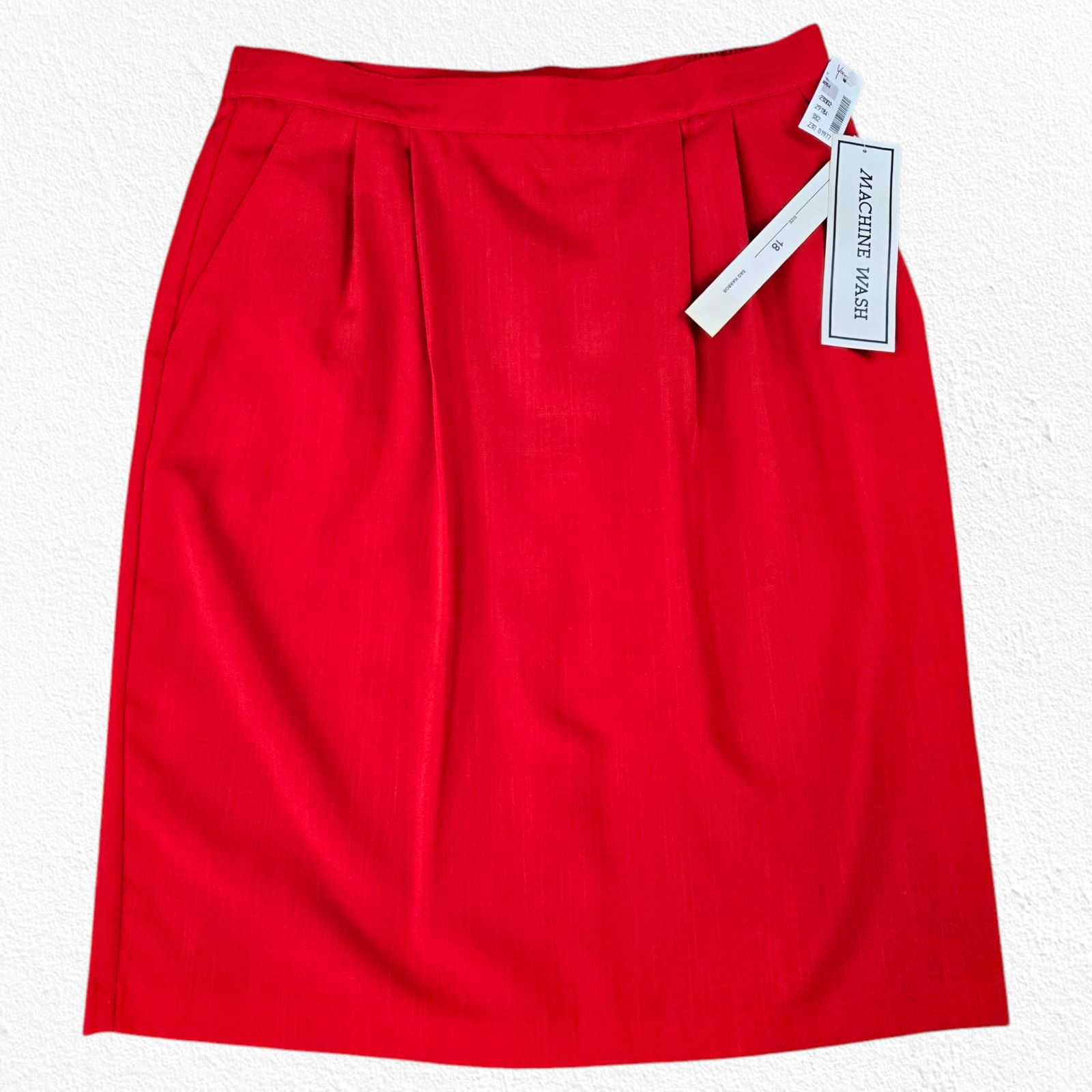 Vintage Vintage Red Pleated Front Career Skirt Size 14 Size 36" / US 14 / IT 50 - 2 Thumbnail